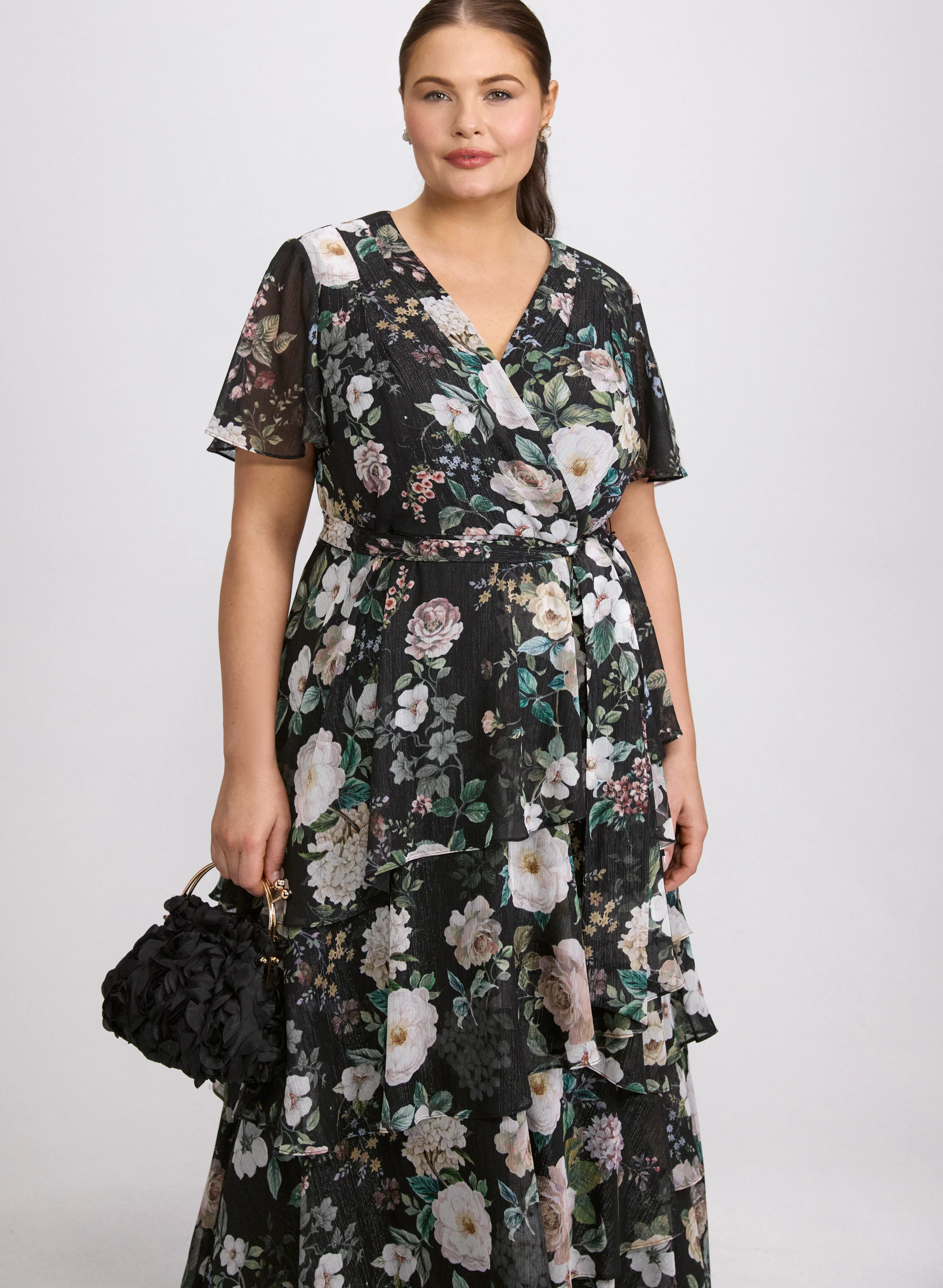 Tiered Floral Chiffon Dress - Image 4