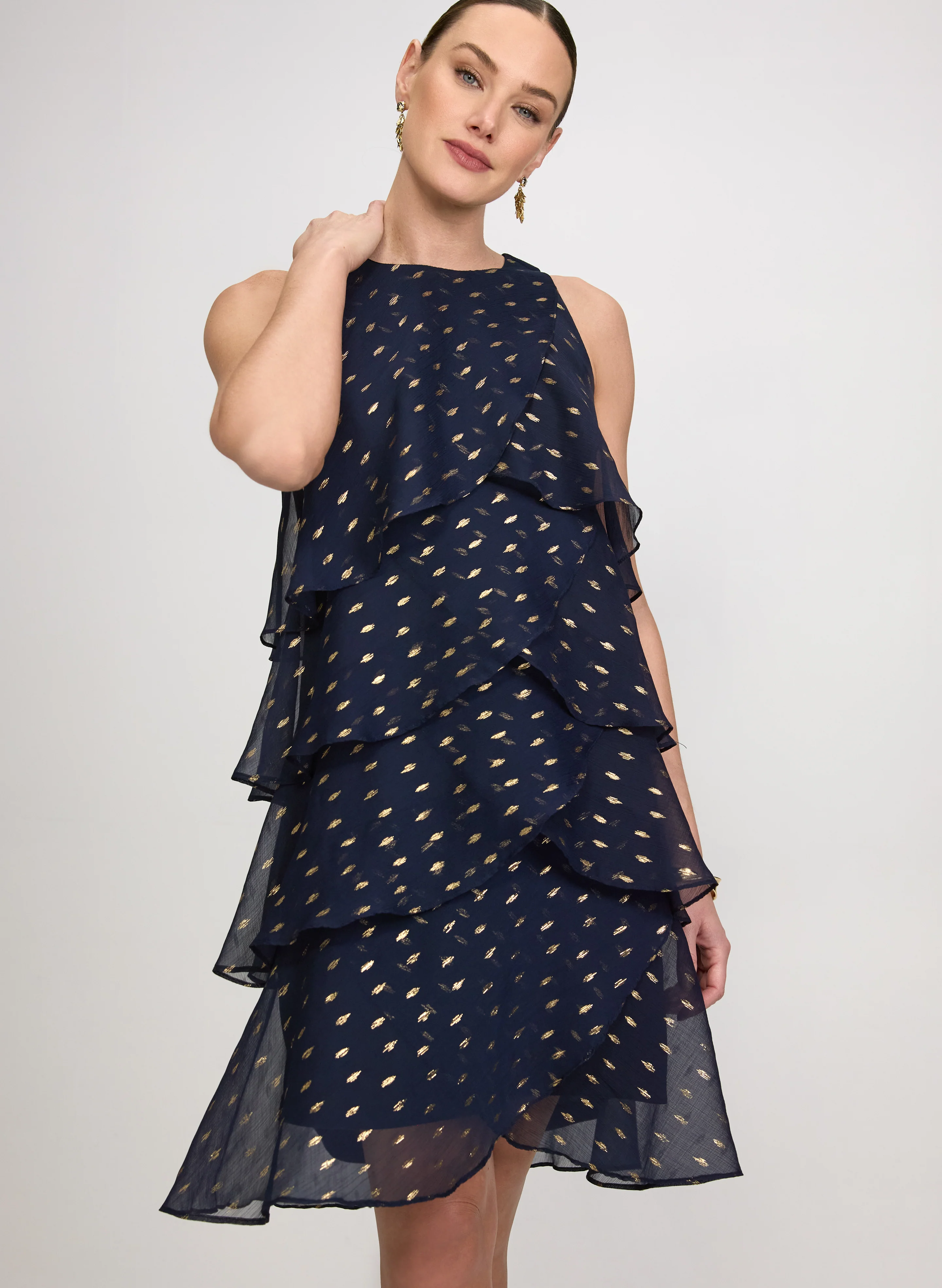 Tiered Foil Print Dress - Image 4