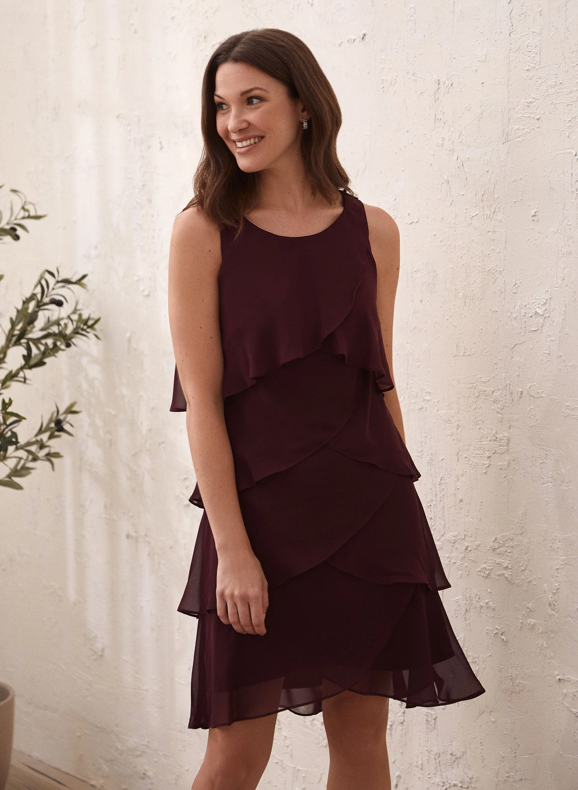Tiered Ruffle Chiffon Dress - Image 5