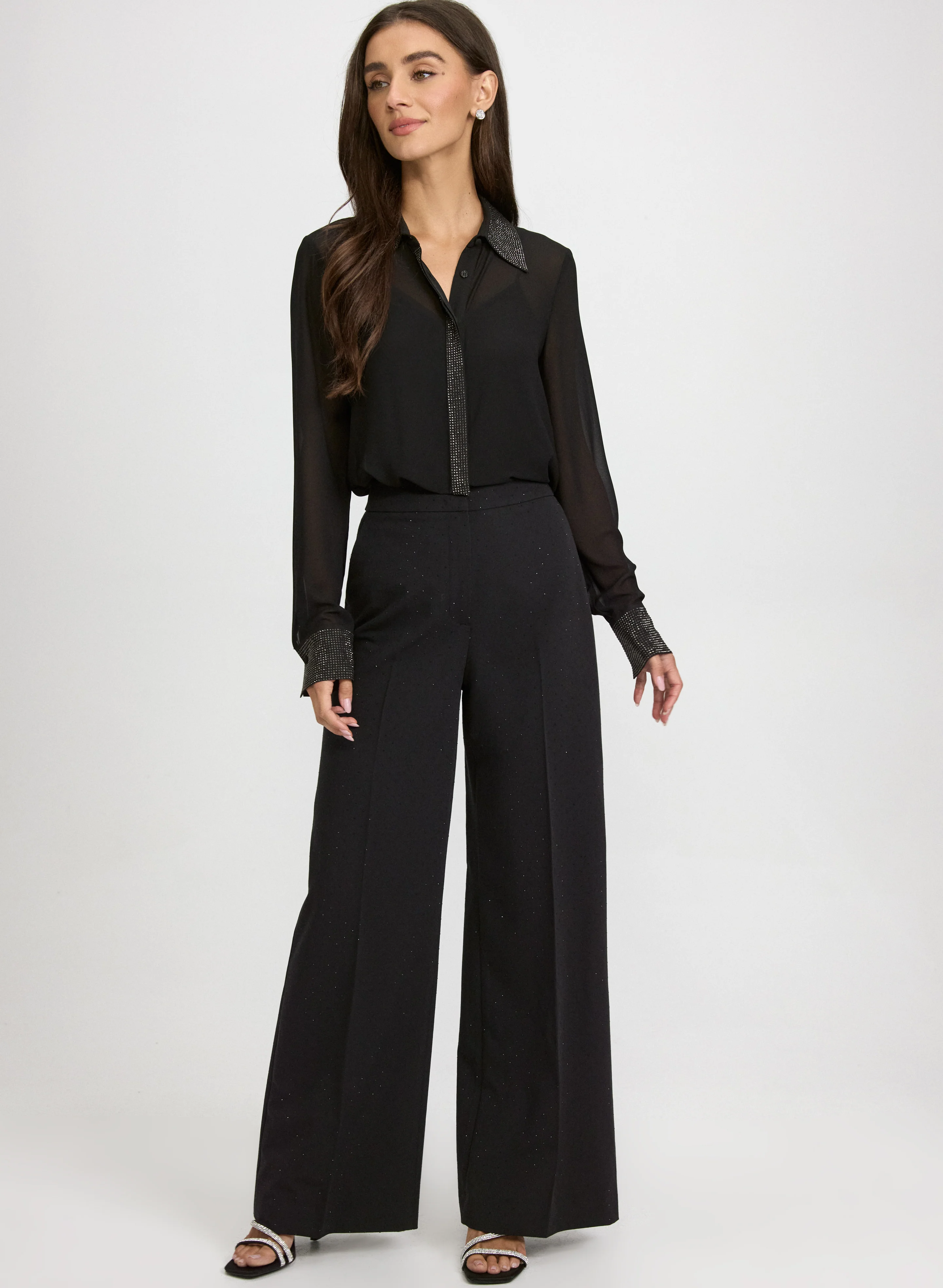 Tonal Embellished Chiffon Blouse - Image 3