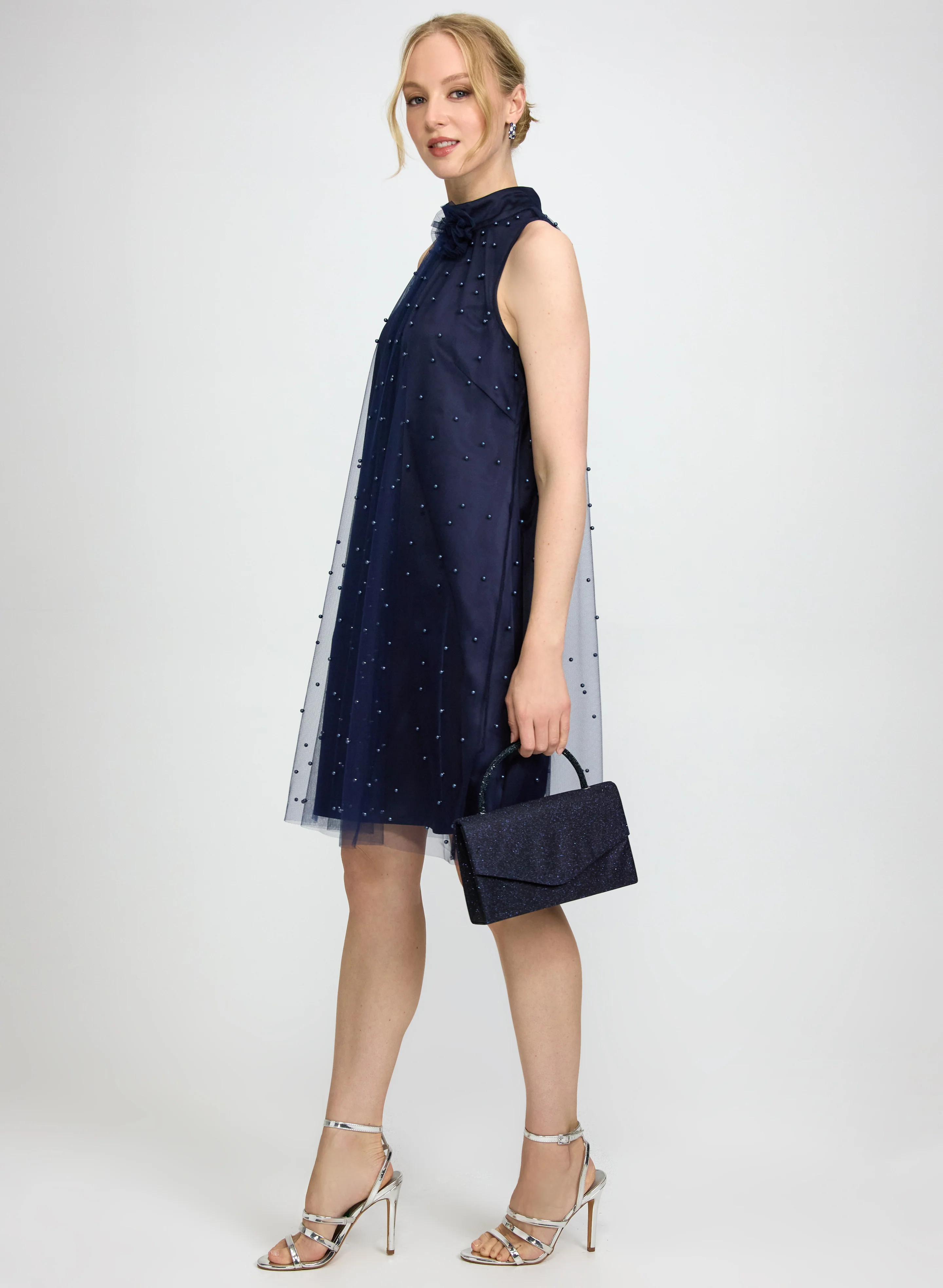 Tonal Pearl Embellished Dress - Image 3