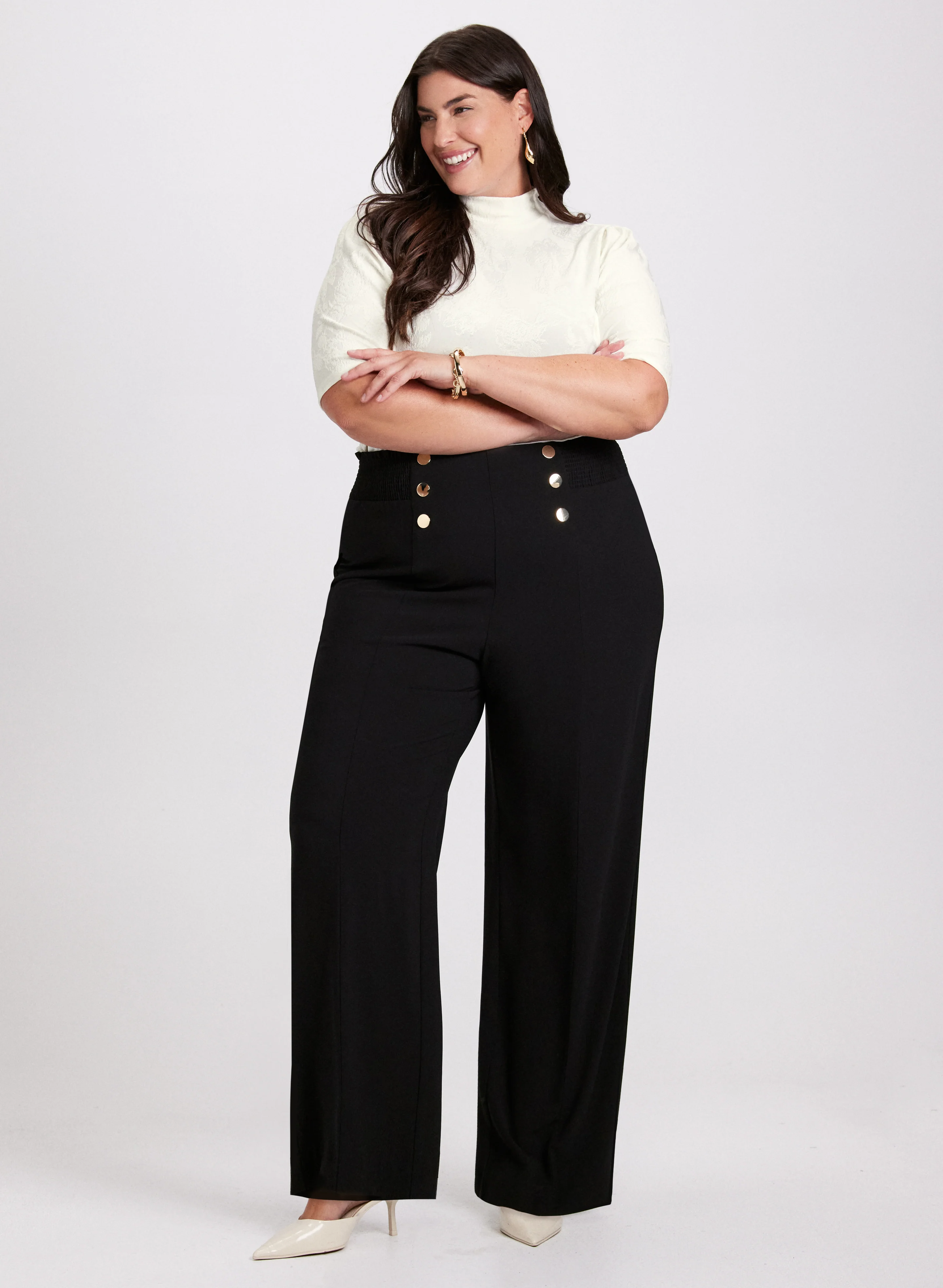 Tonal Rose Print Turtleneck Top - Image 3