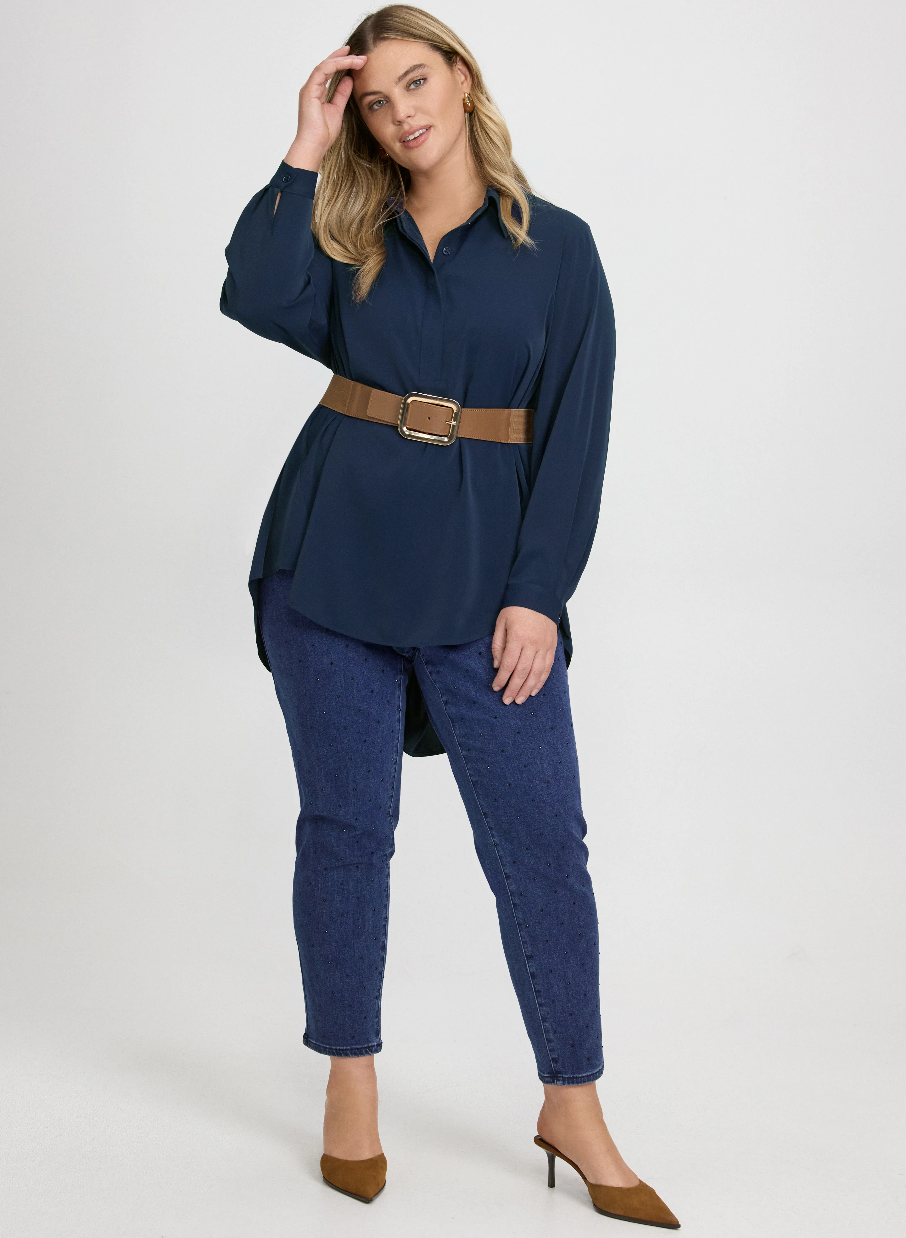 Tonal Stone Embellished Jeans - Image 3