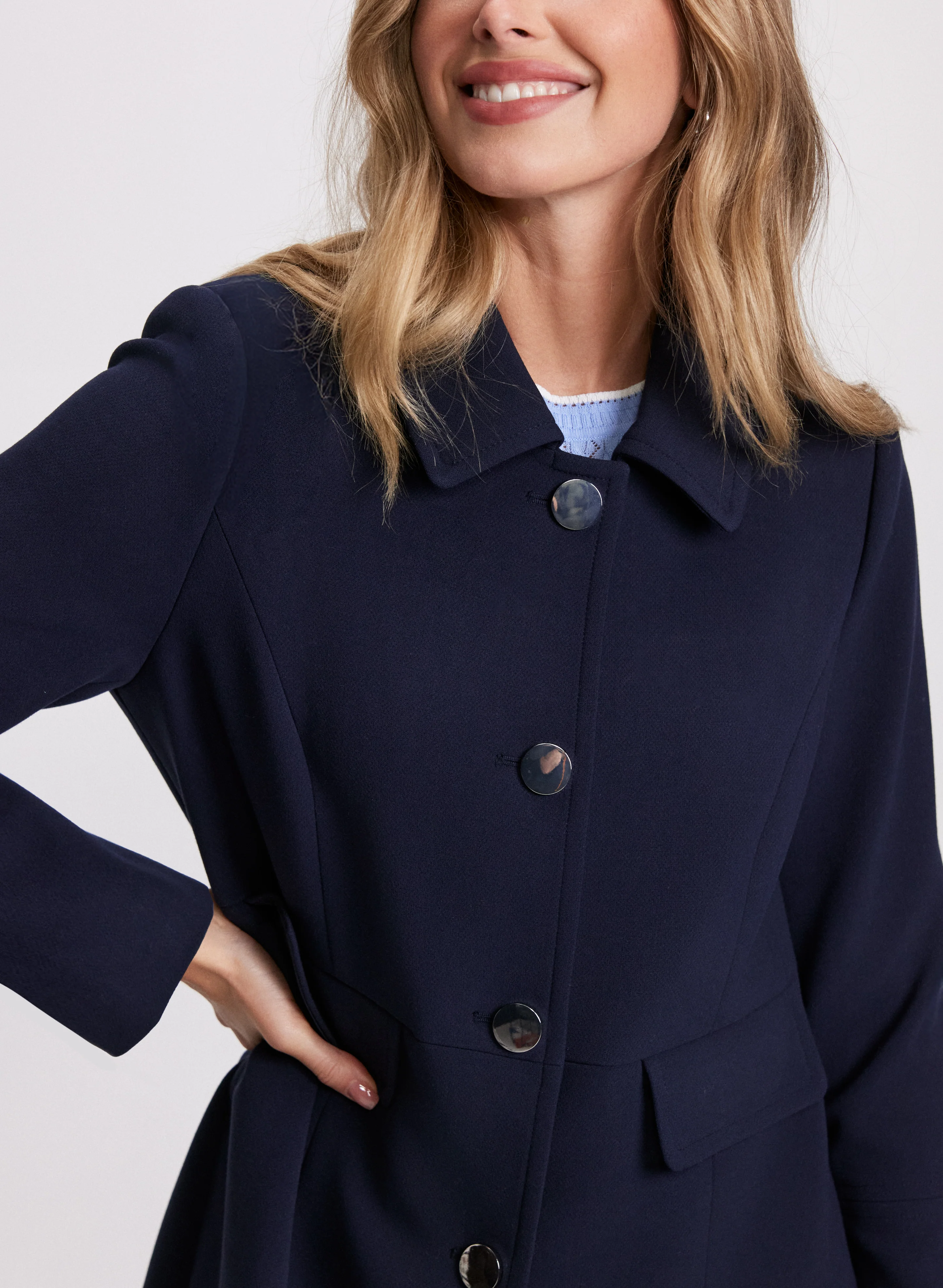 Tricotine Shirt Collar Coat - Image 5