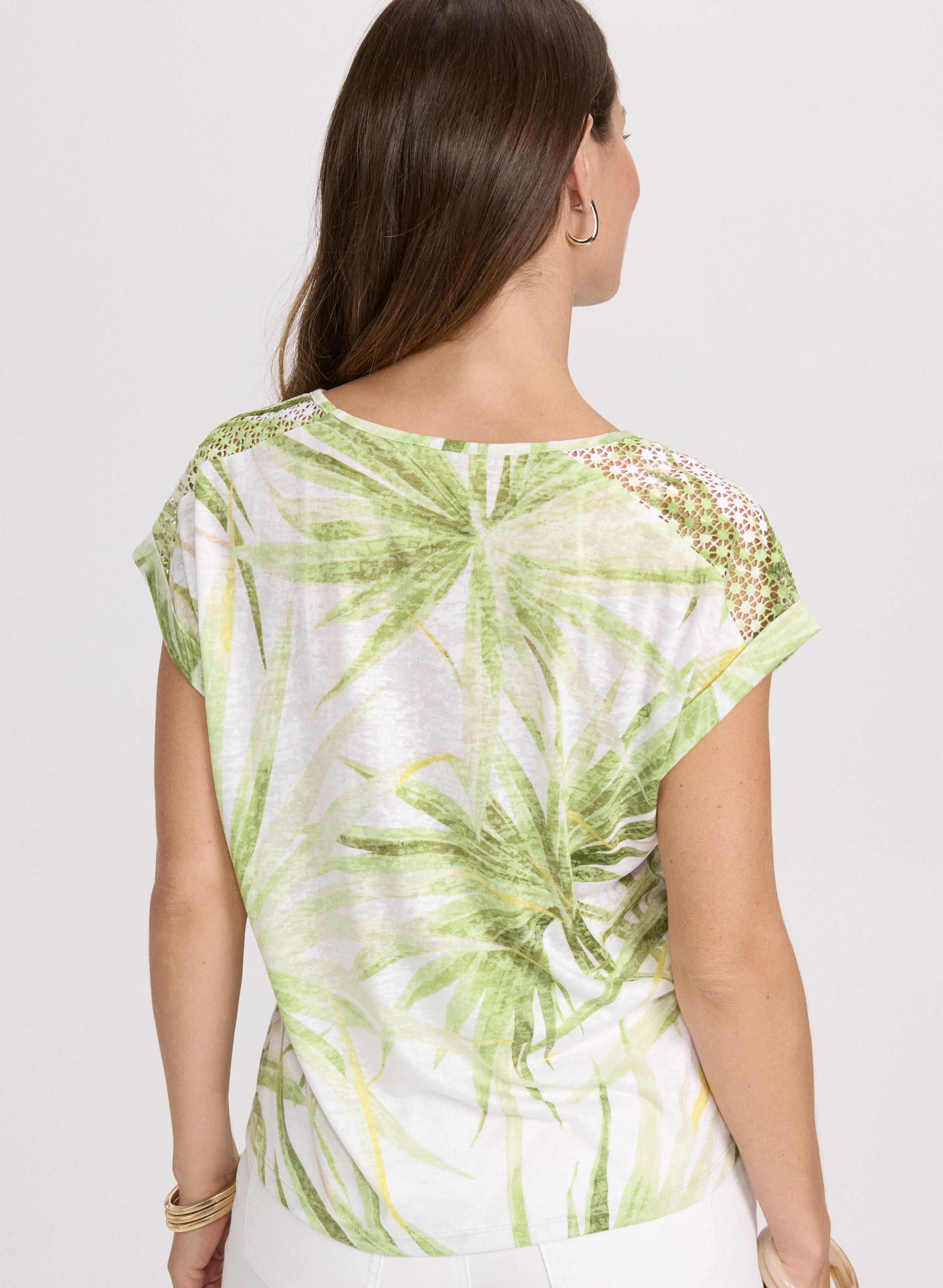 Tropical Crochet Detail T-Shirt - Image 4
