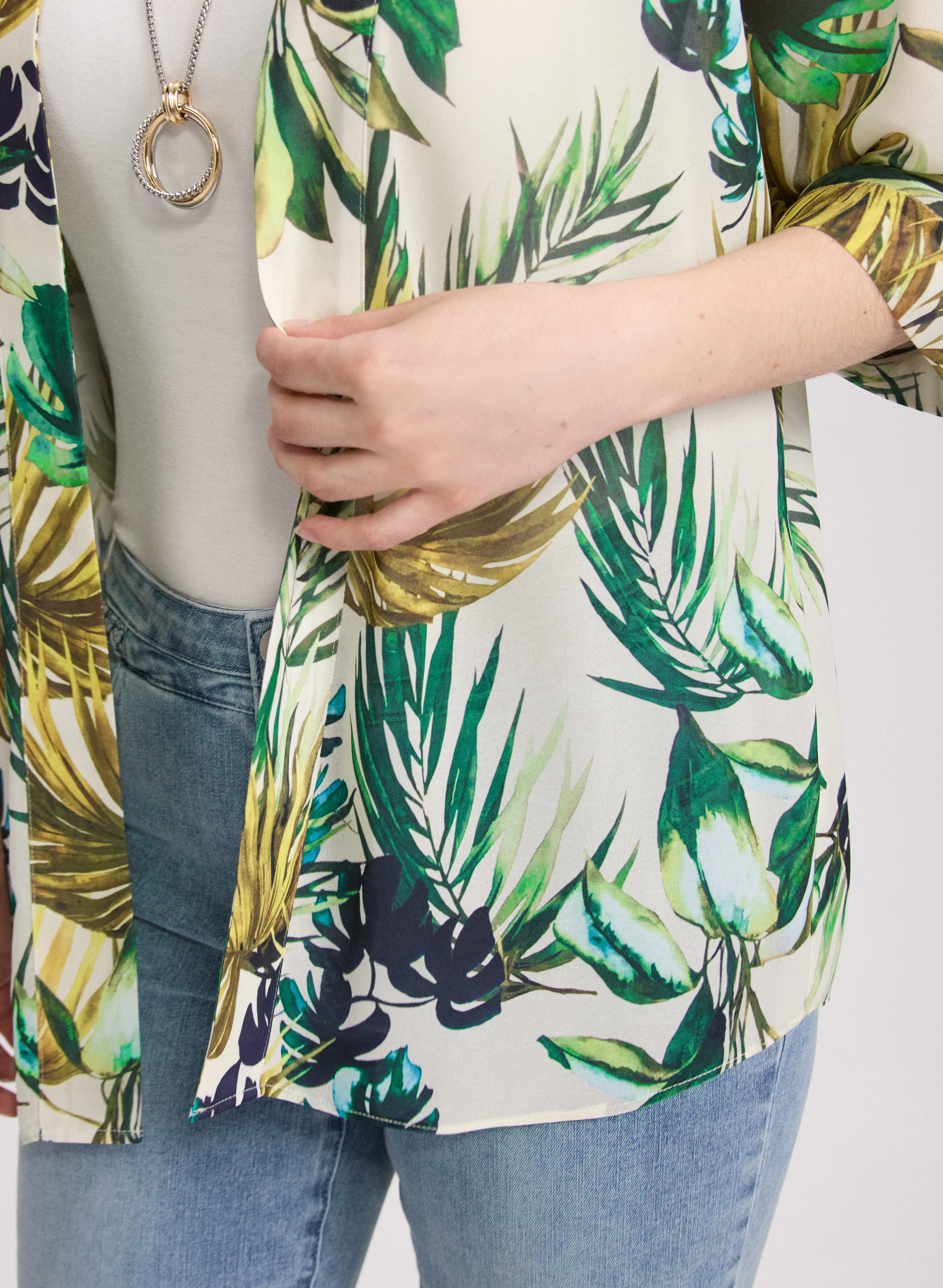 Tropical Open-Front Blouse - Image 5