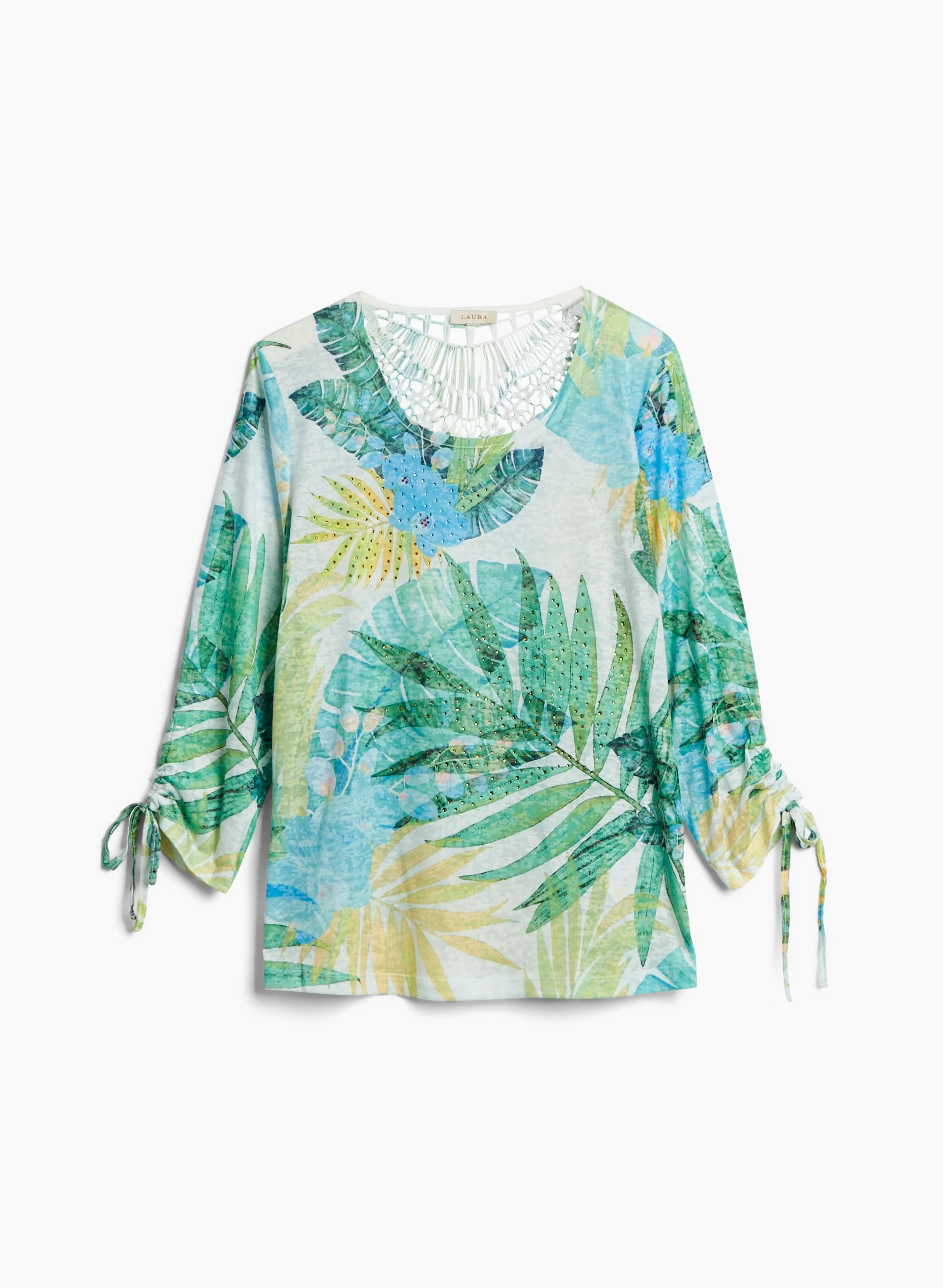 Tropical Print Burnout Tee - Image 5