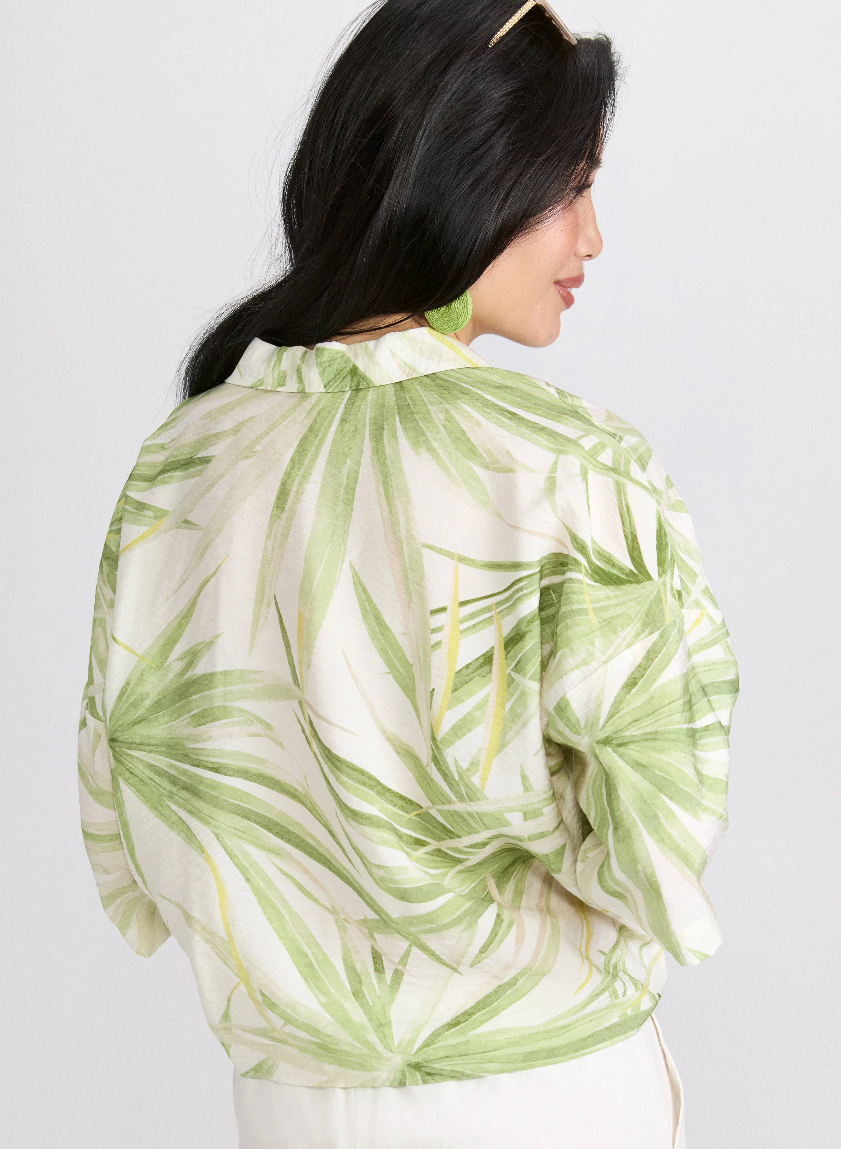 Tropical Tied-Hem Blouse - Image 4