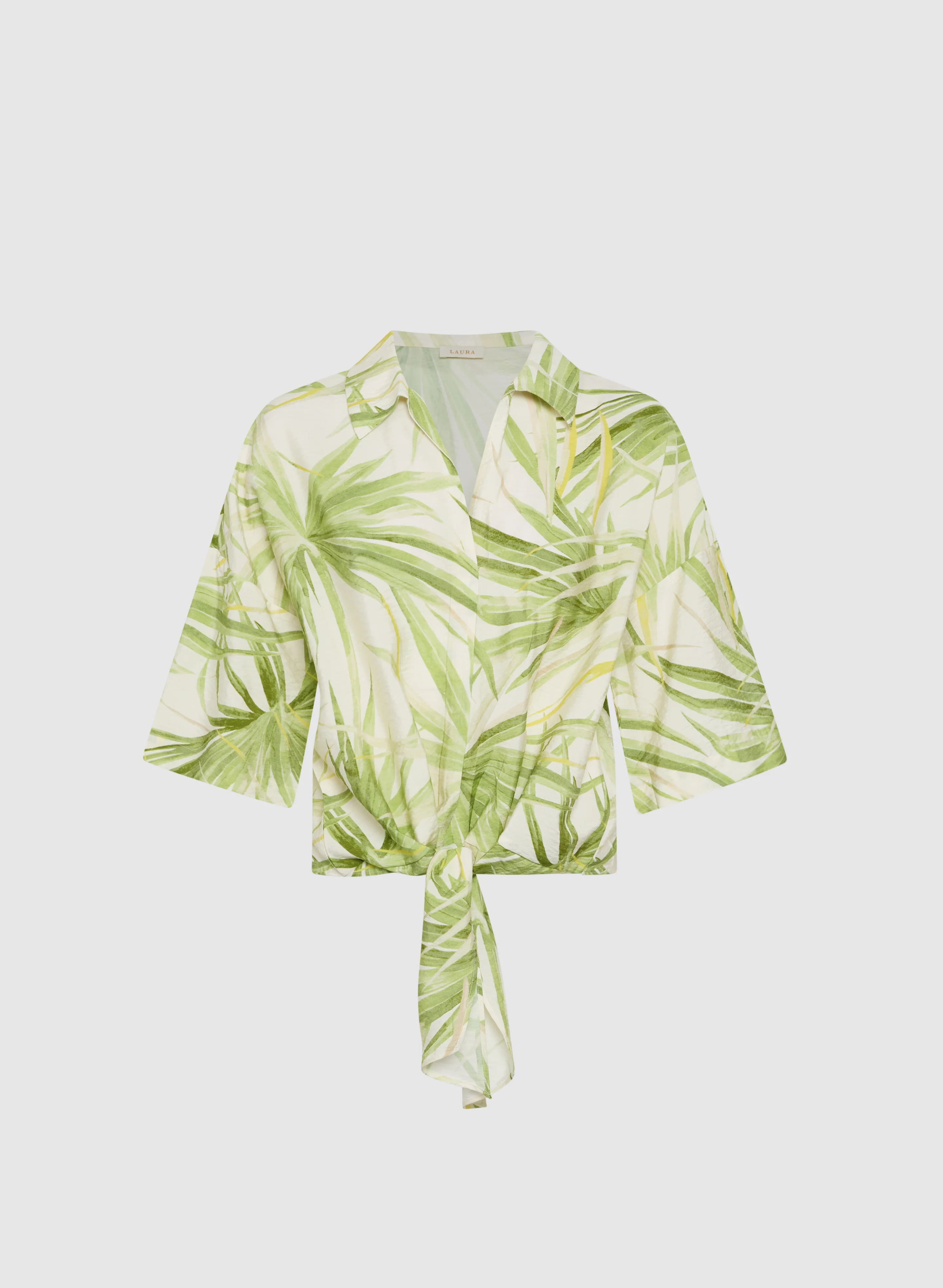 Tropical Tied-Hem Blouse - Image 5