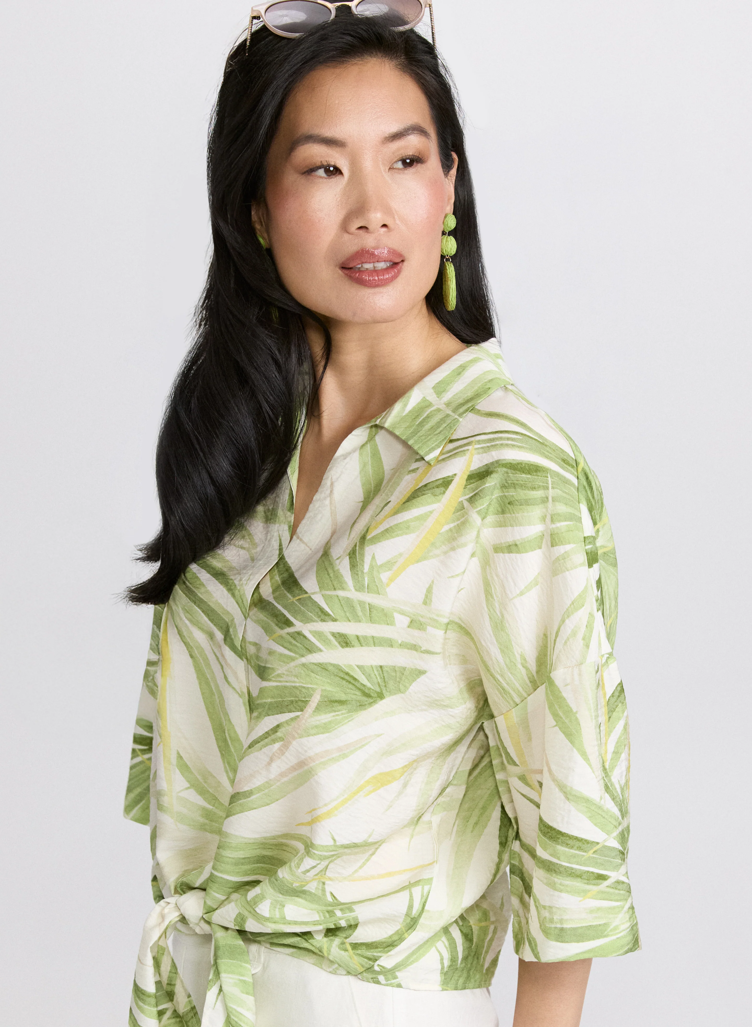 Tropical Tied-Hem Blouse - Image 7