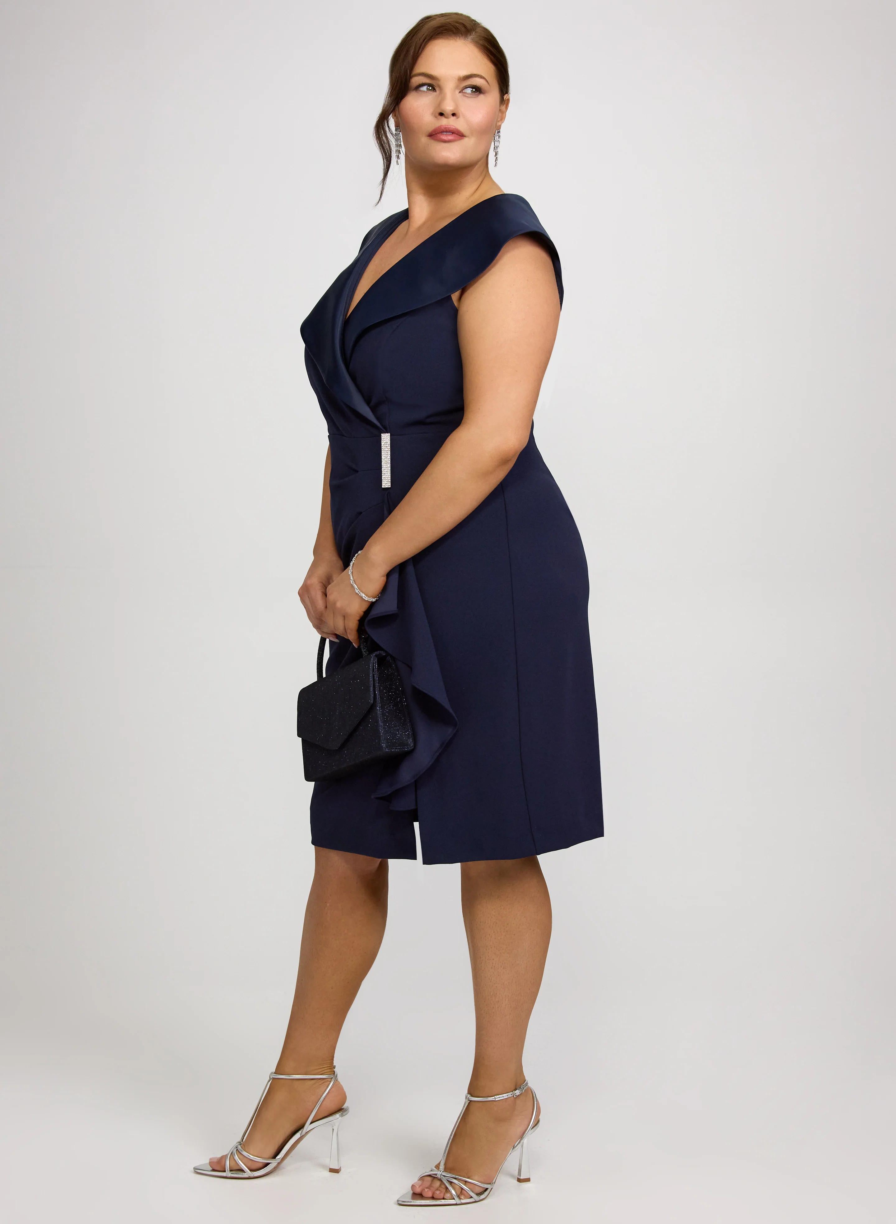 Tuxedo Satin Collar Dress - Image 2