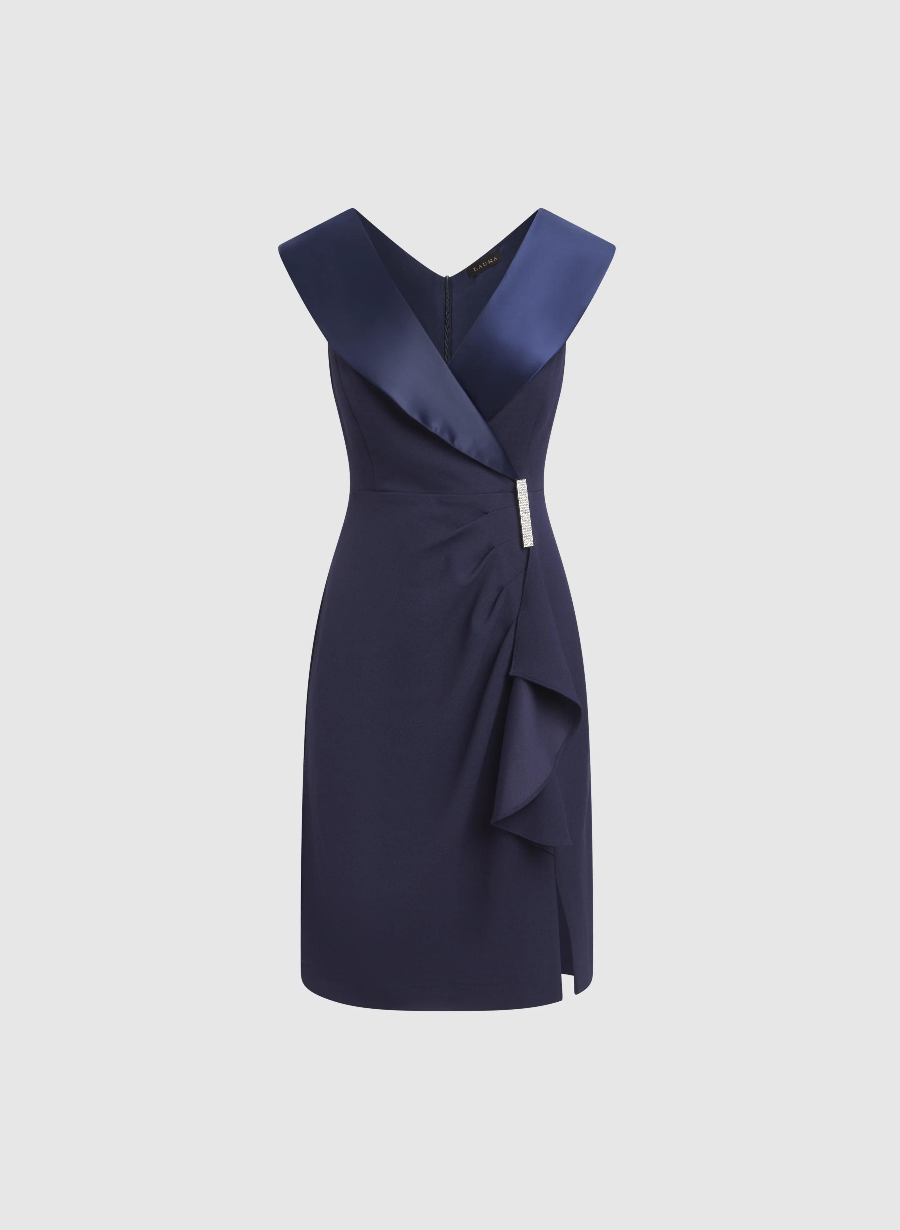 Tuxedo Satin Collar Dress - Image 5