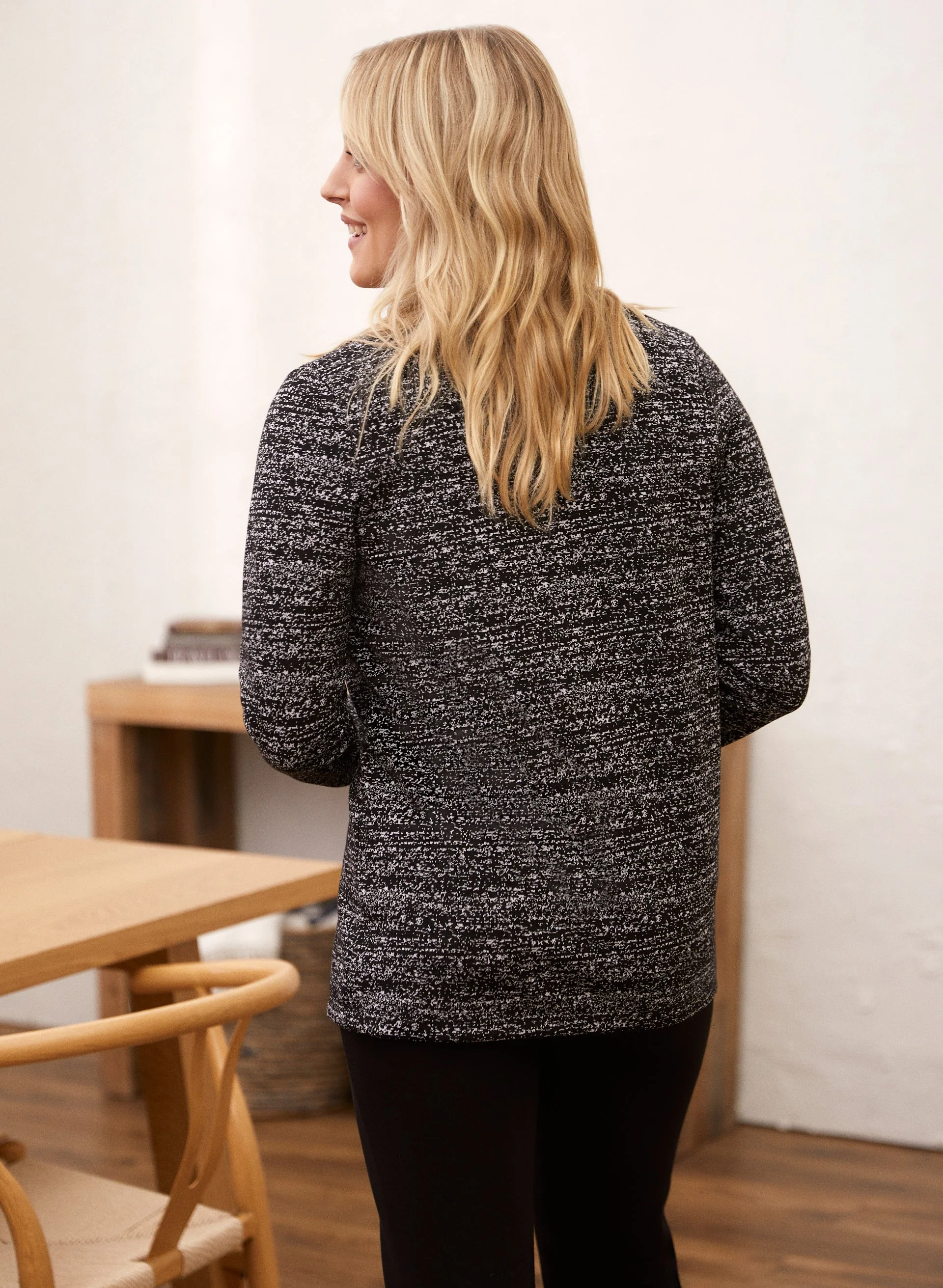 Tweed Print Open Front Jacket - Image 2