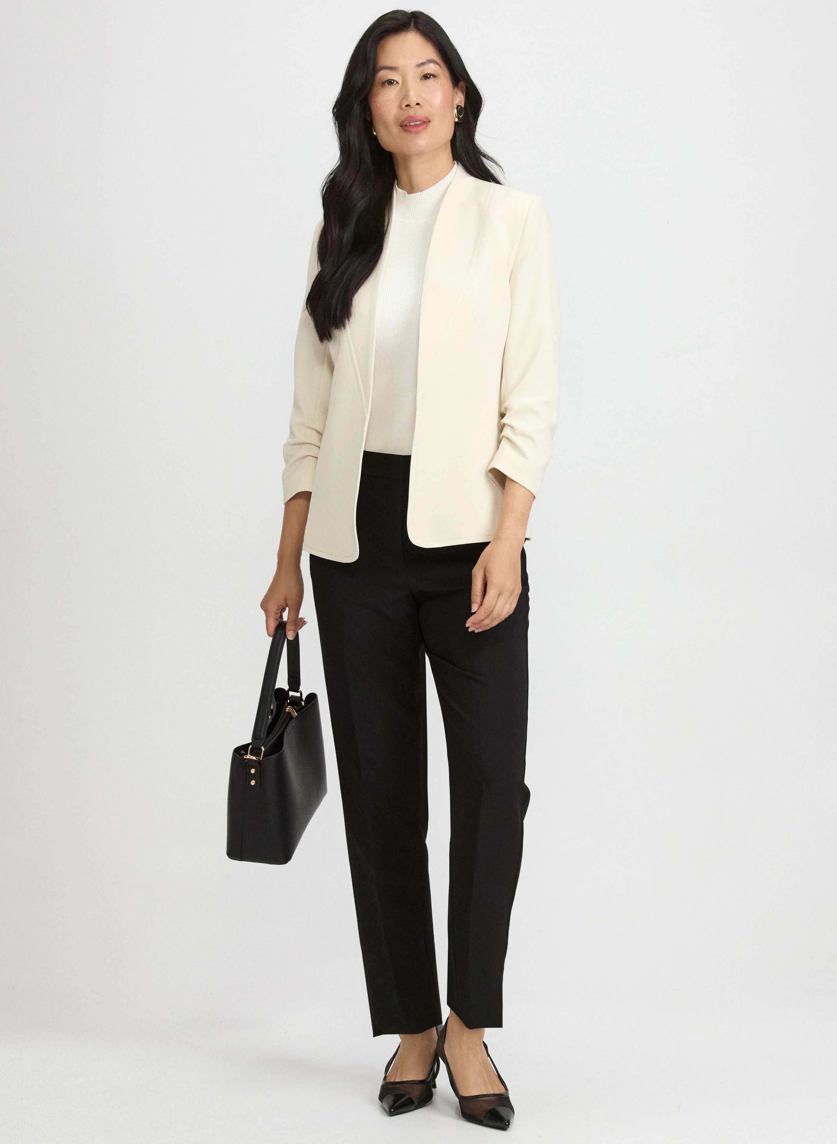 Twill 3/4 Sleeve Blazer - Image 3