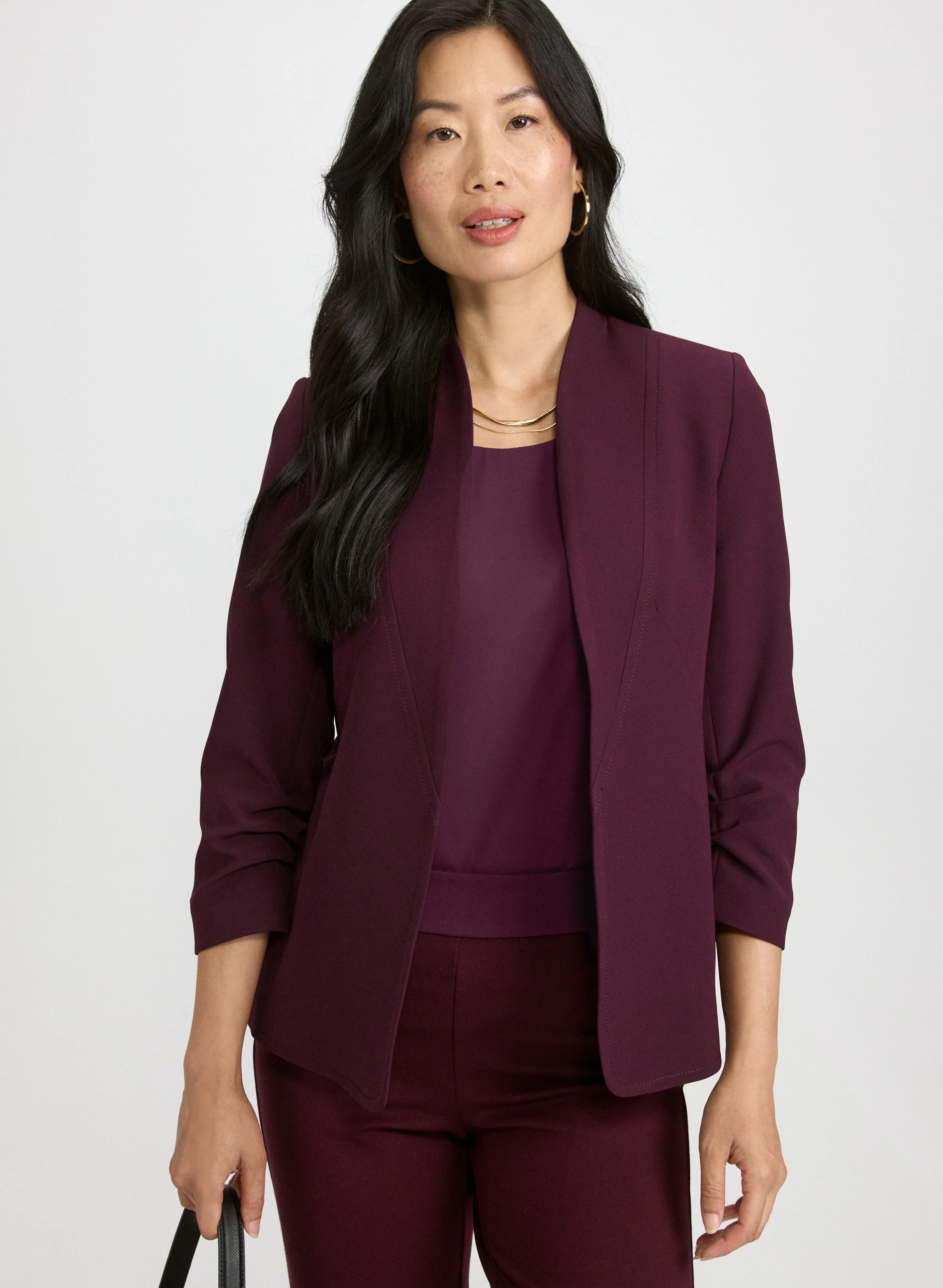 Twill 3/4 Sleeve Blazer
