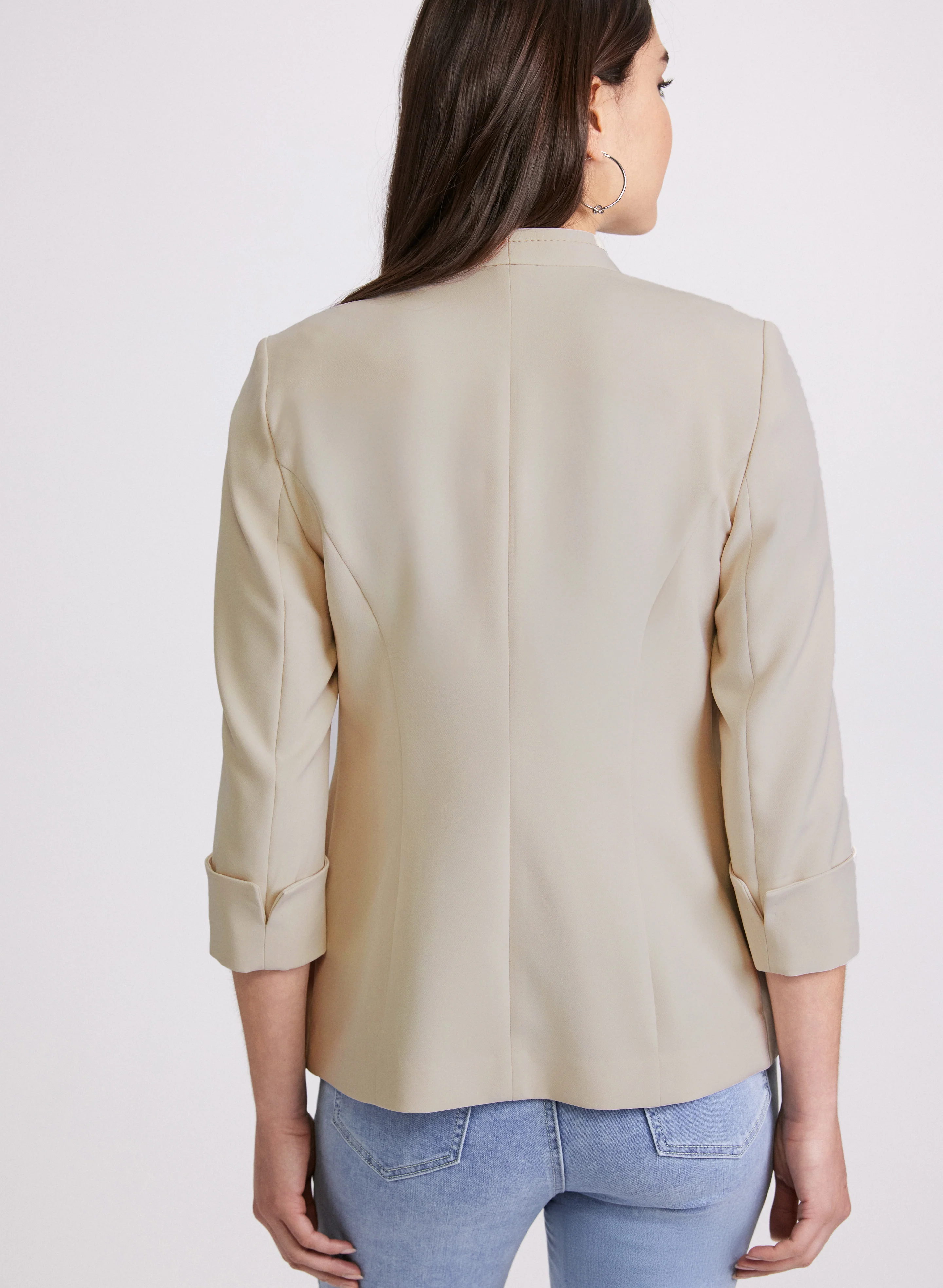 Open Twill Collarless Jacket - Image 4