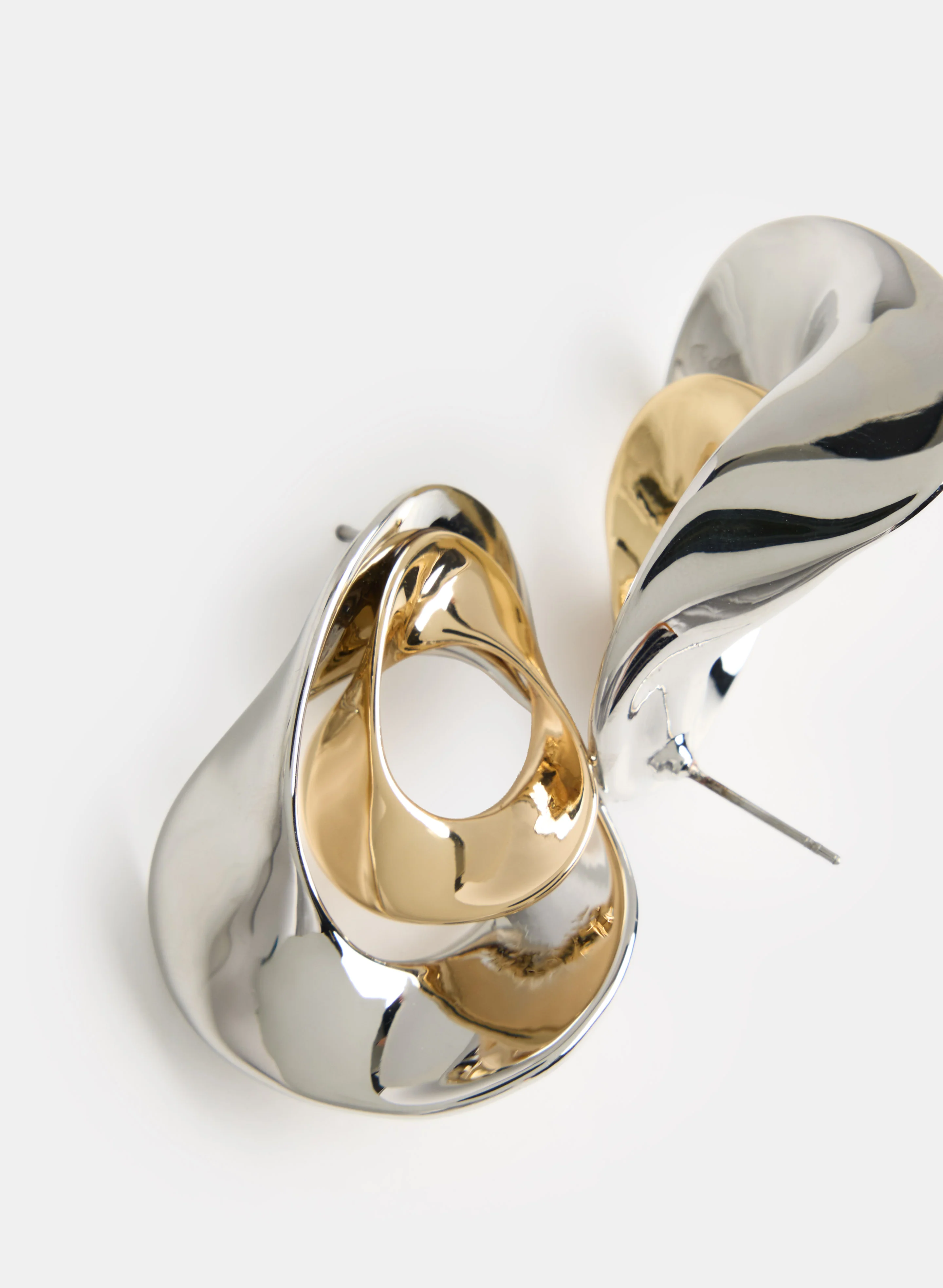 Two-Tone Button Earrings - Image 2