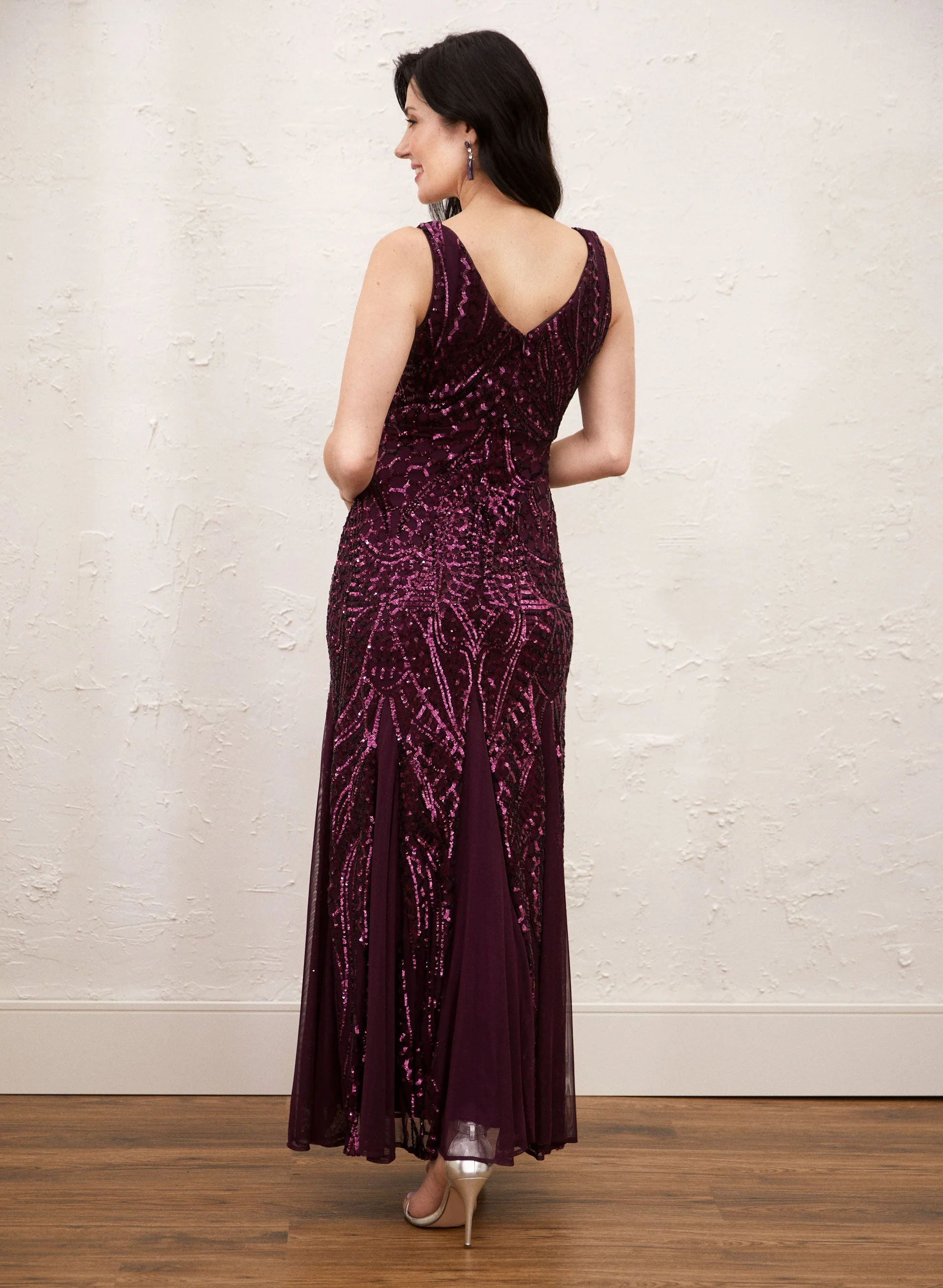V-Neck Sequin Dress - Image 2