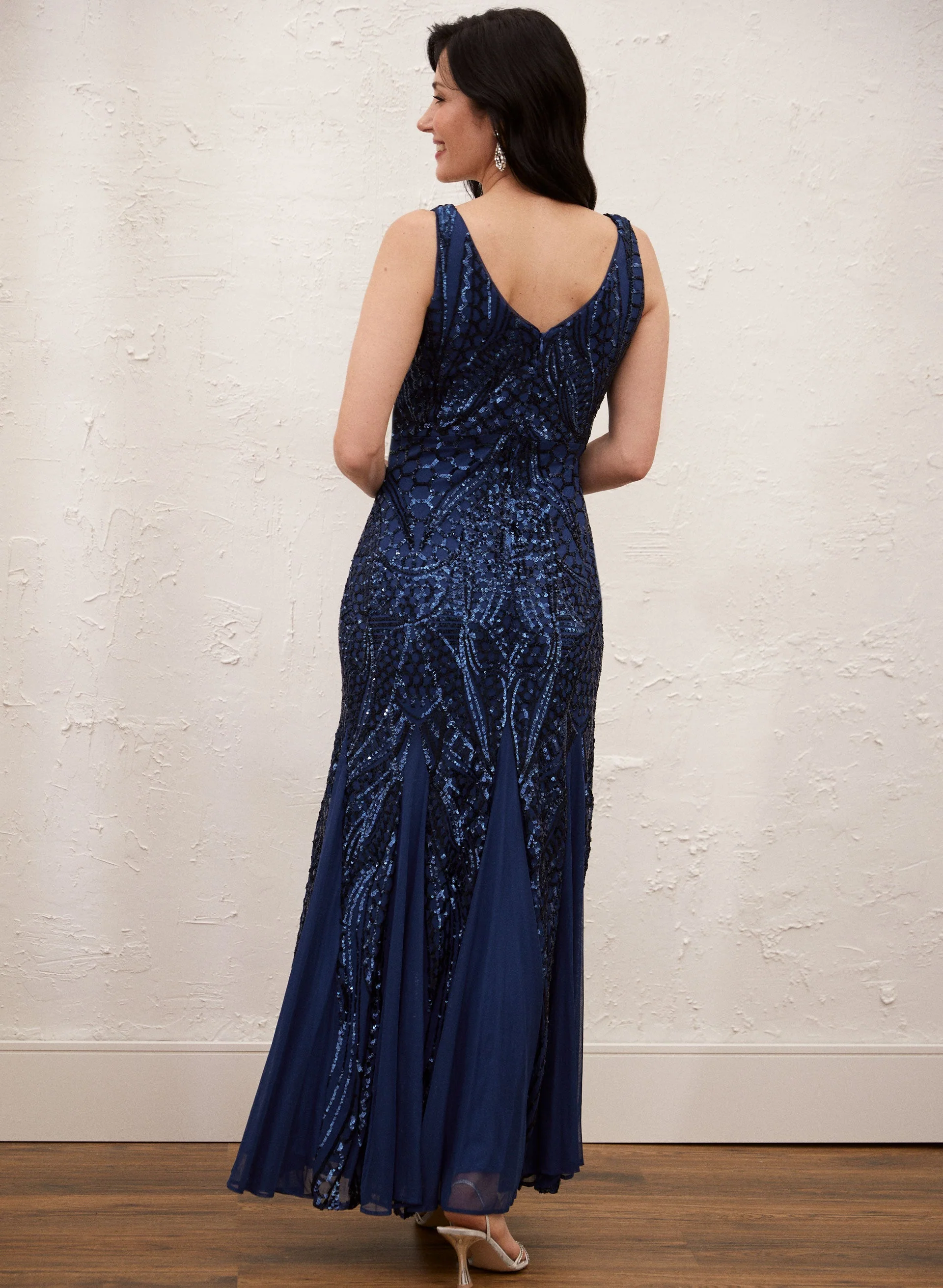 V-Neck Sequin Dress - Image 2