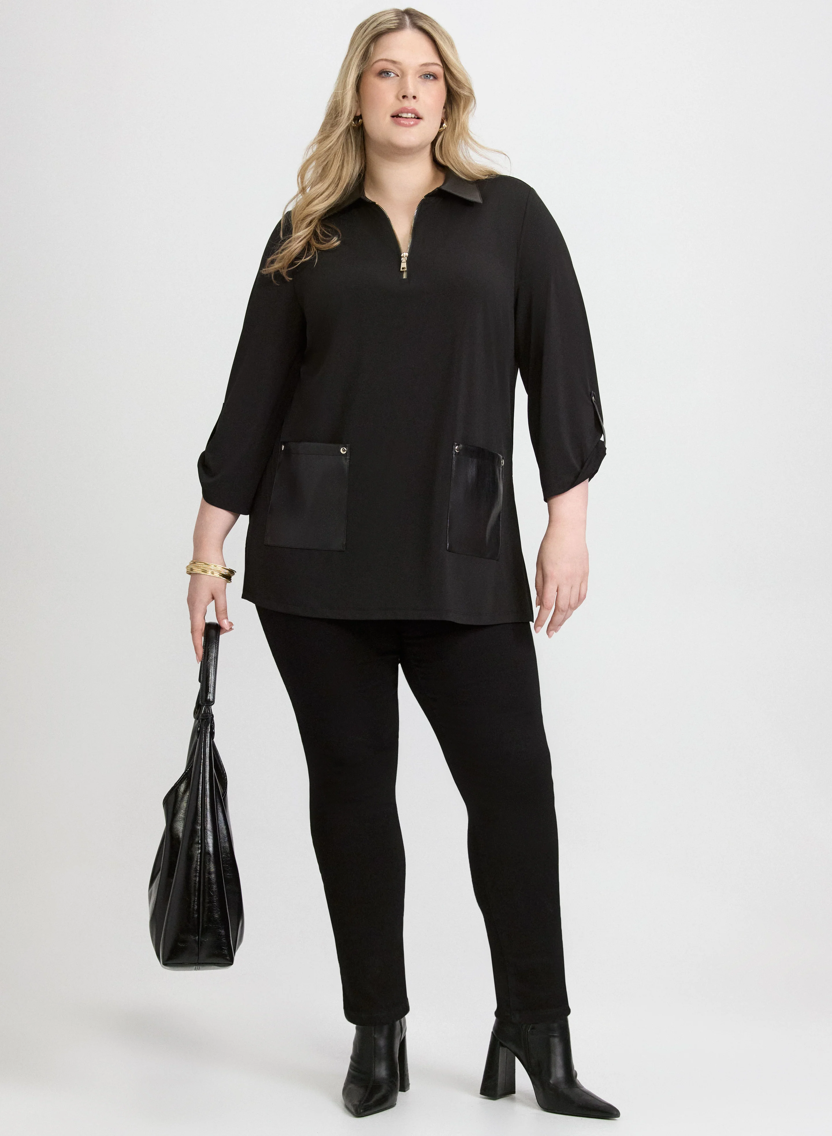 Vegan Leather Detail Top - Image 3