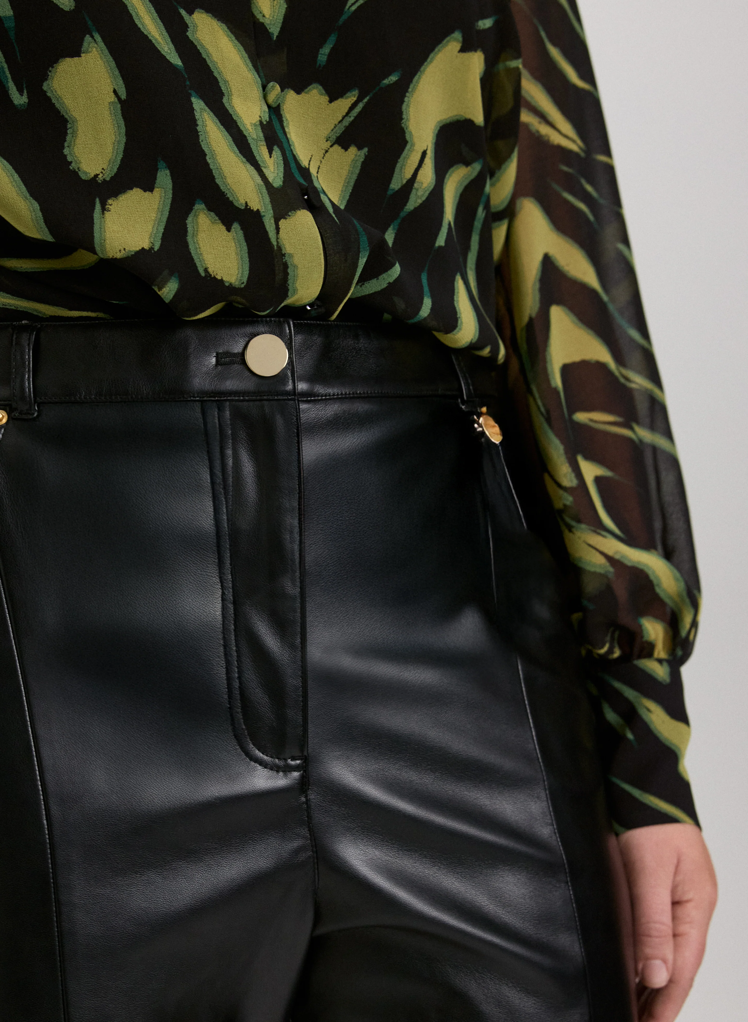 Vegan Leather Flare-Leg Pants - Image 14