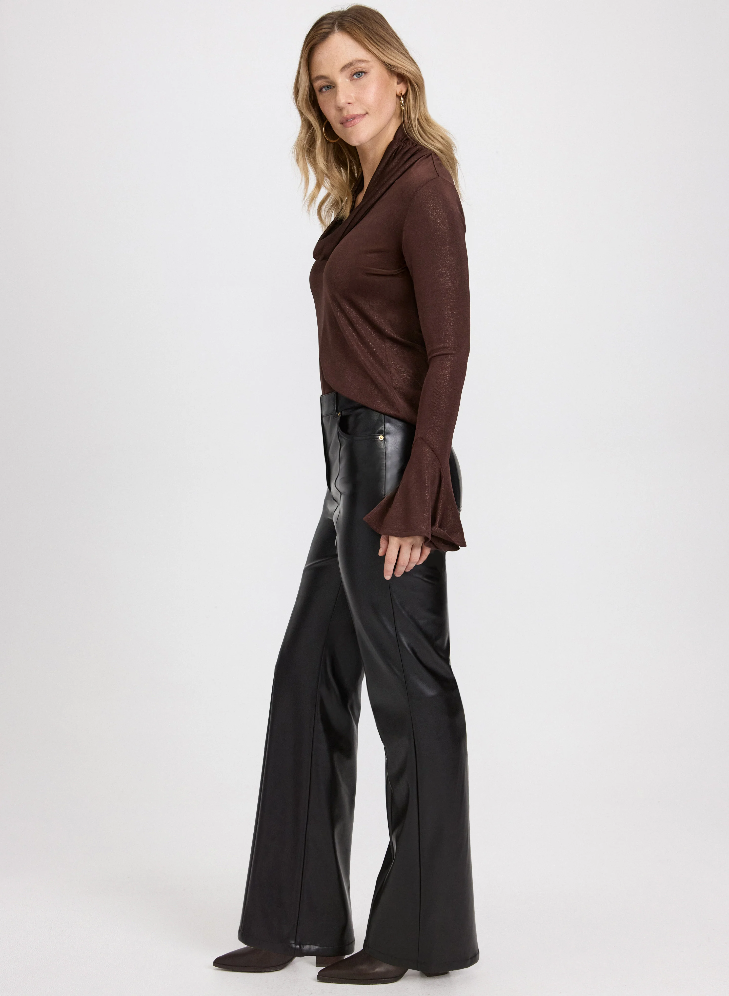 Vegan Leather Flare-Leg Pants - Image 5
