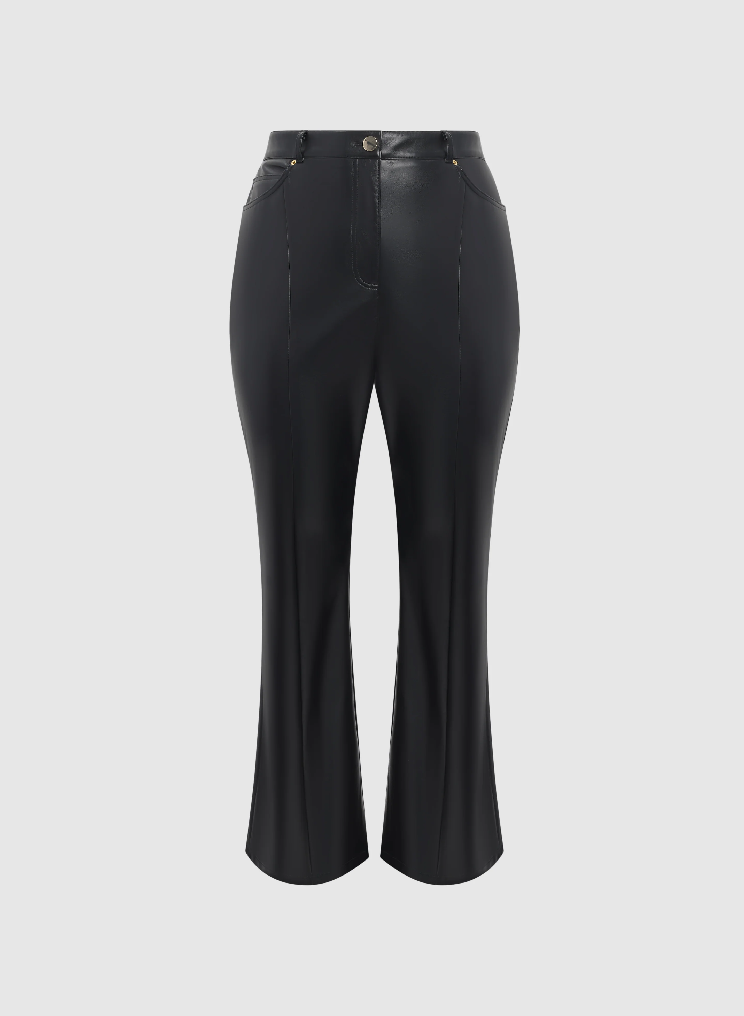 Vegan Leather Flare-Leg Pants - Image 7