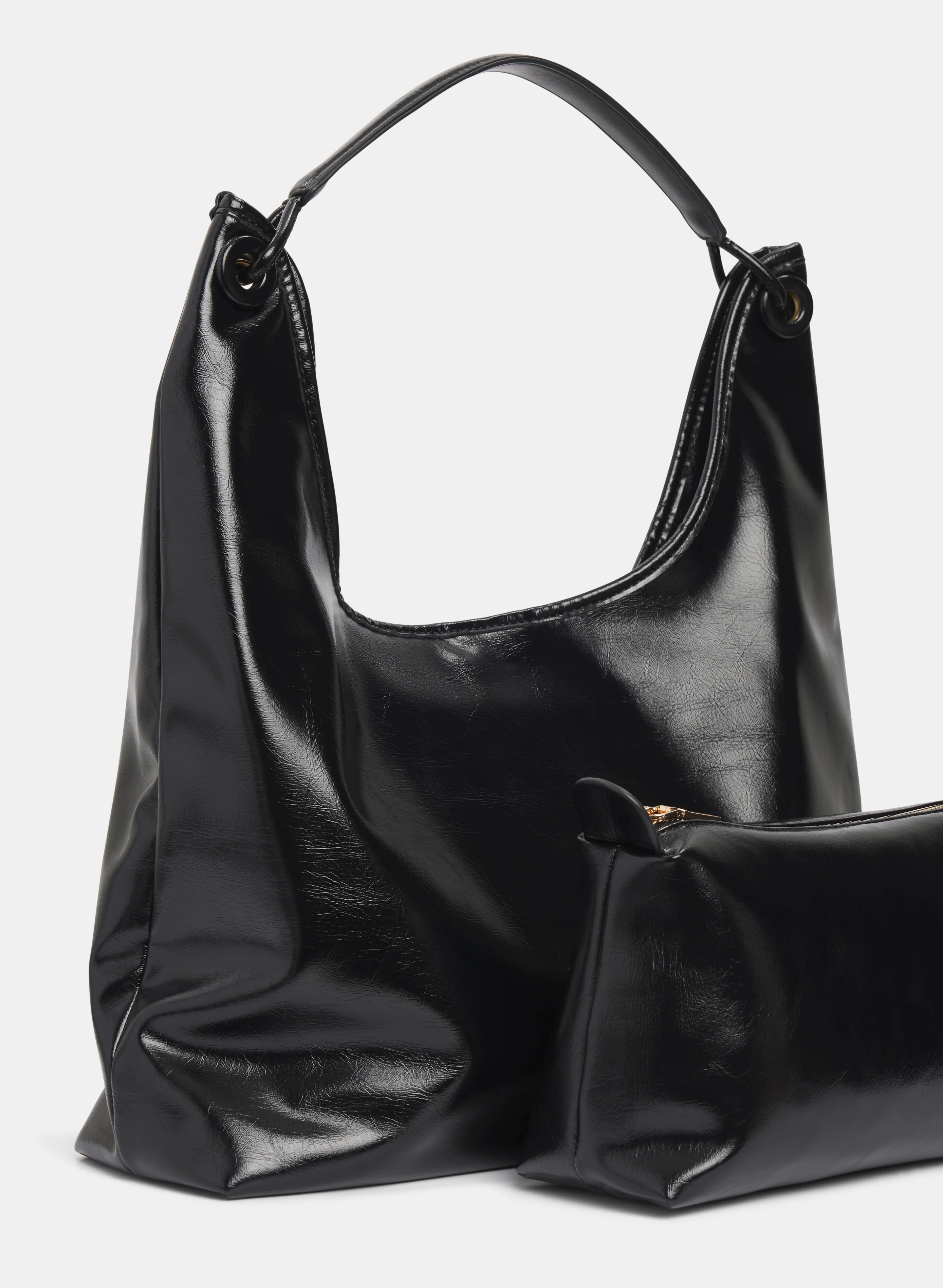 Vegan Leather Handbag & Pouch Set - Image 3