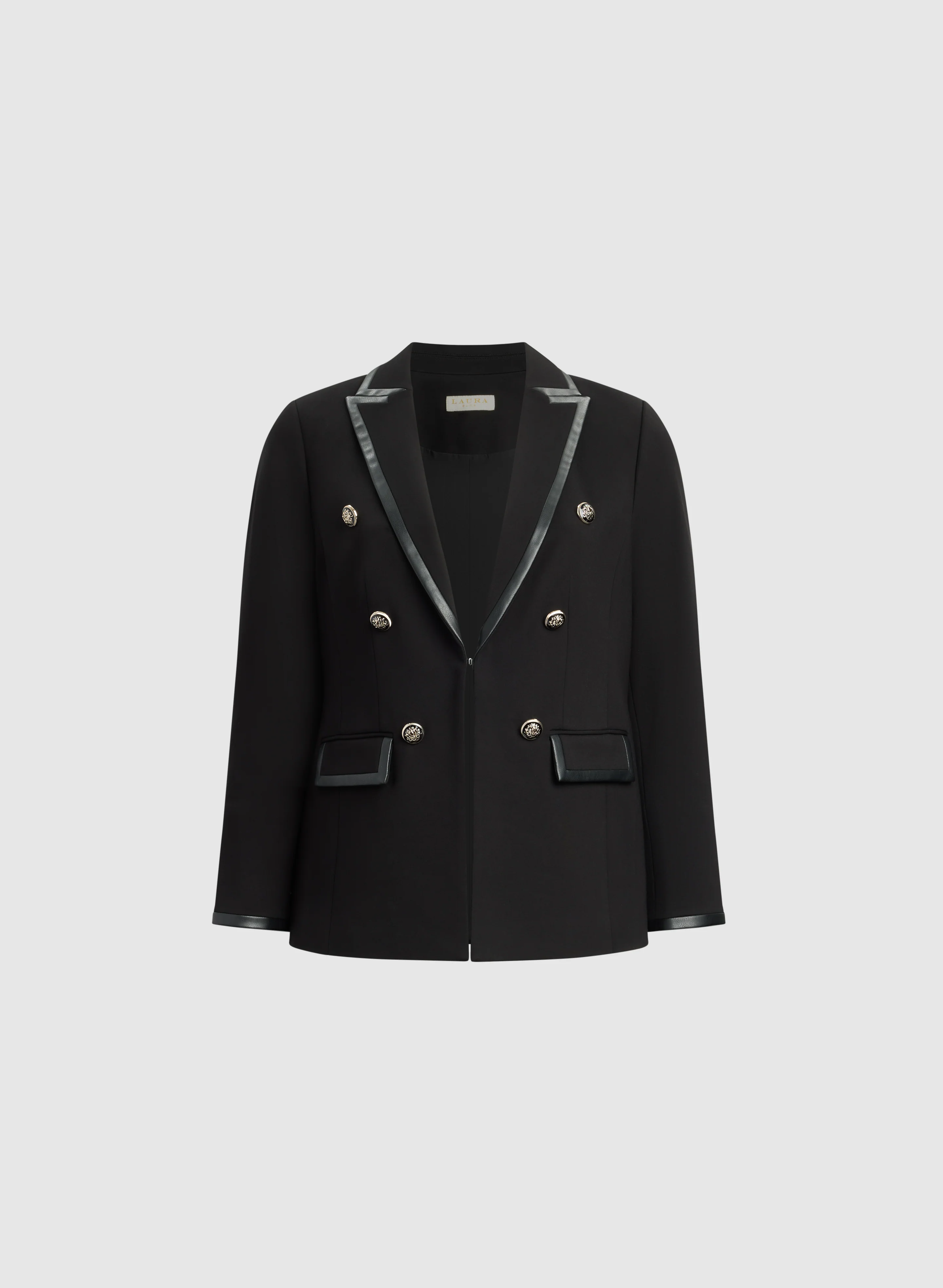Vegan Leather Trim Blazer - Image 6