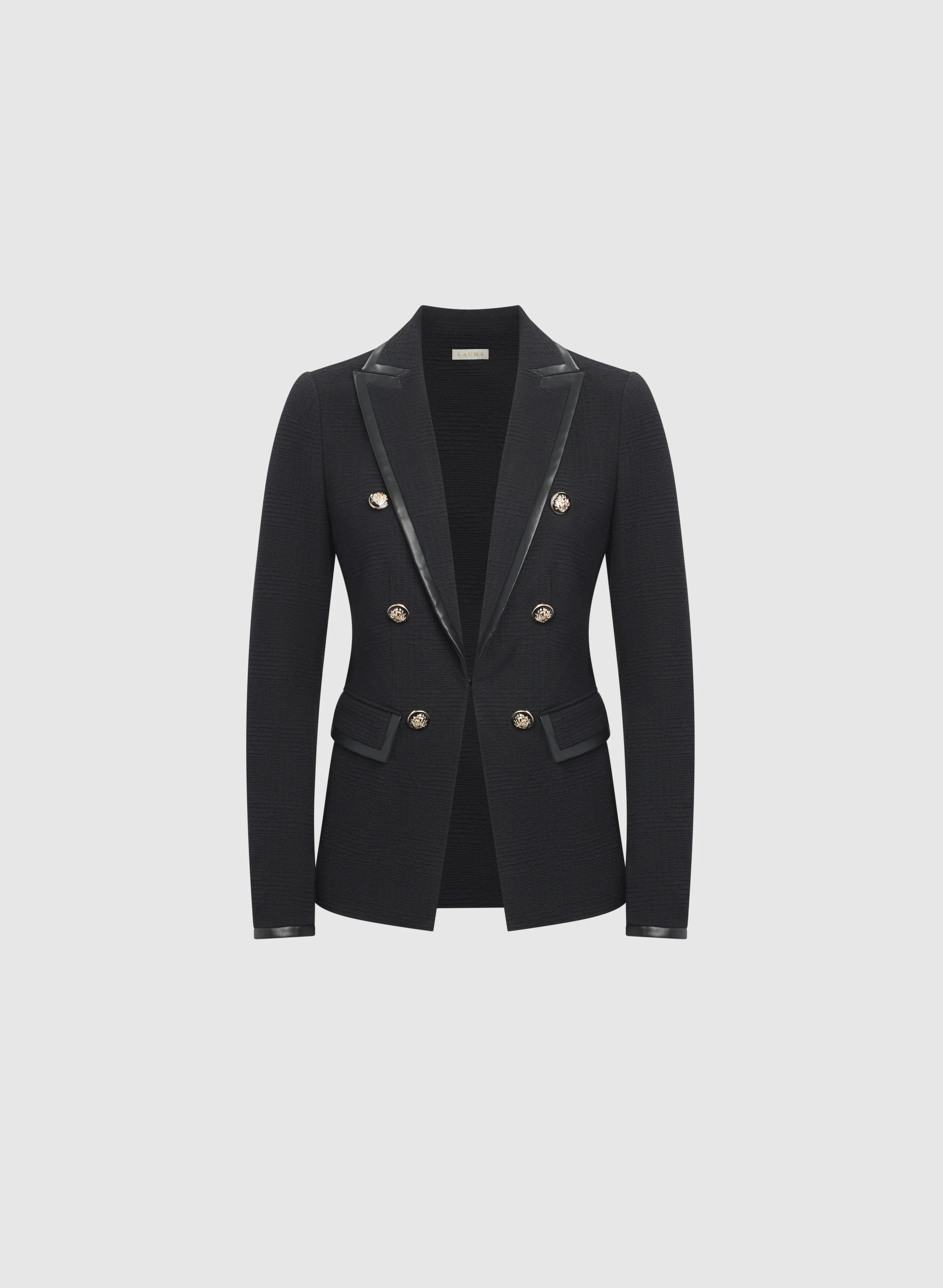 Vegan Leather Trim Blazer - Image 6