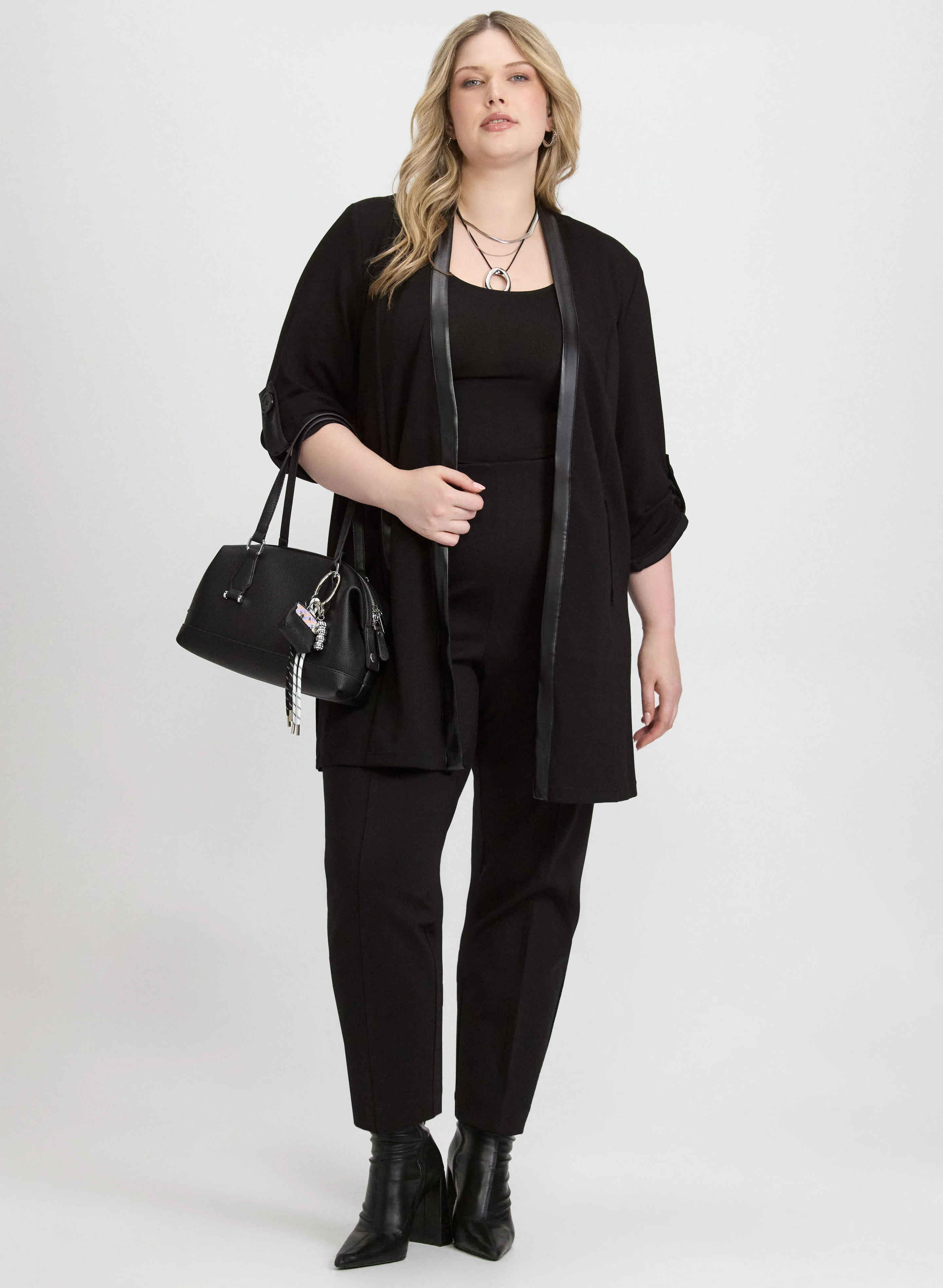 Vegan Leather Trim Open Top - Image 3
