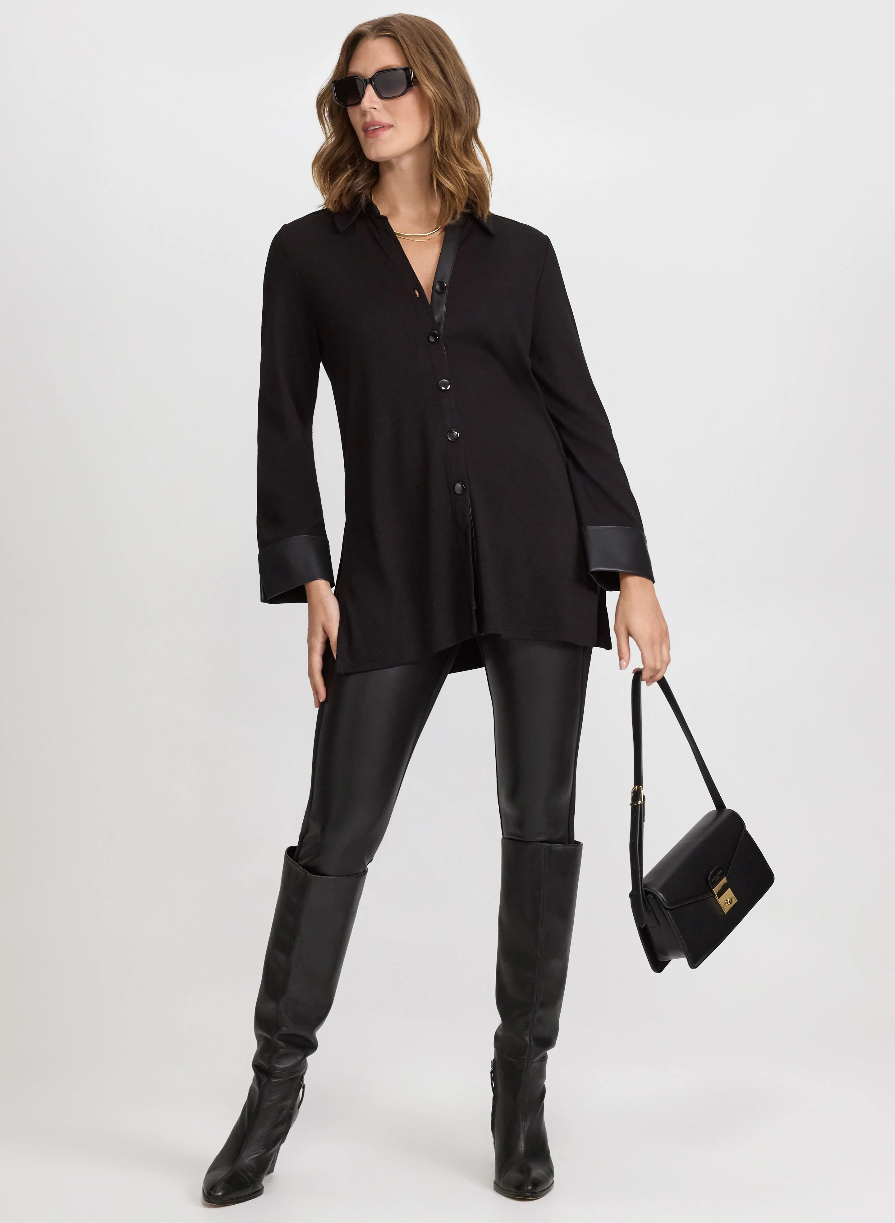 Vegan Leather Trim Top - Image 3