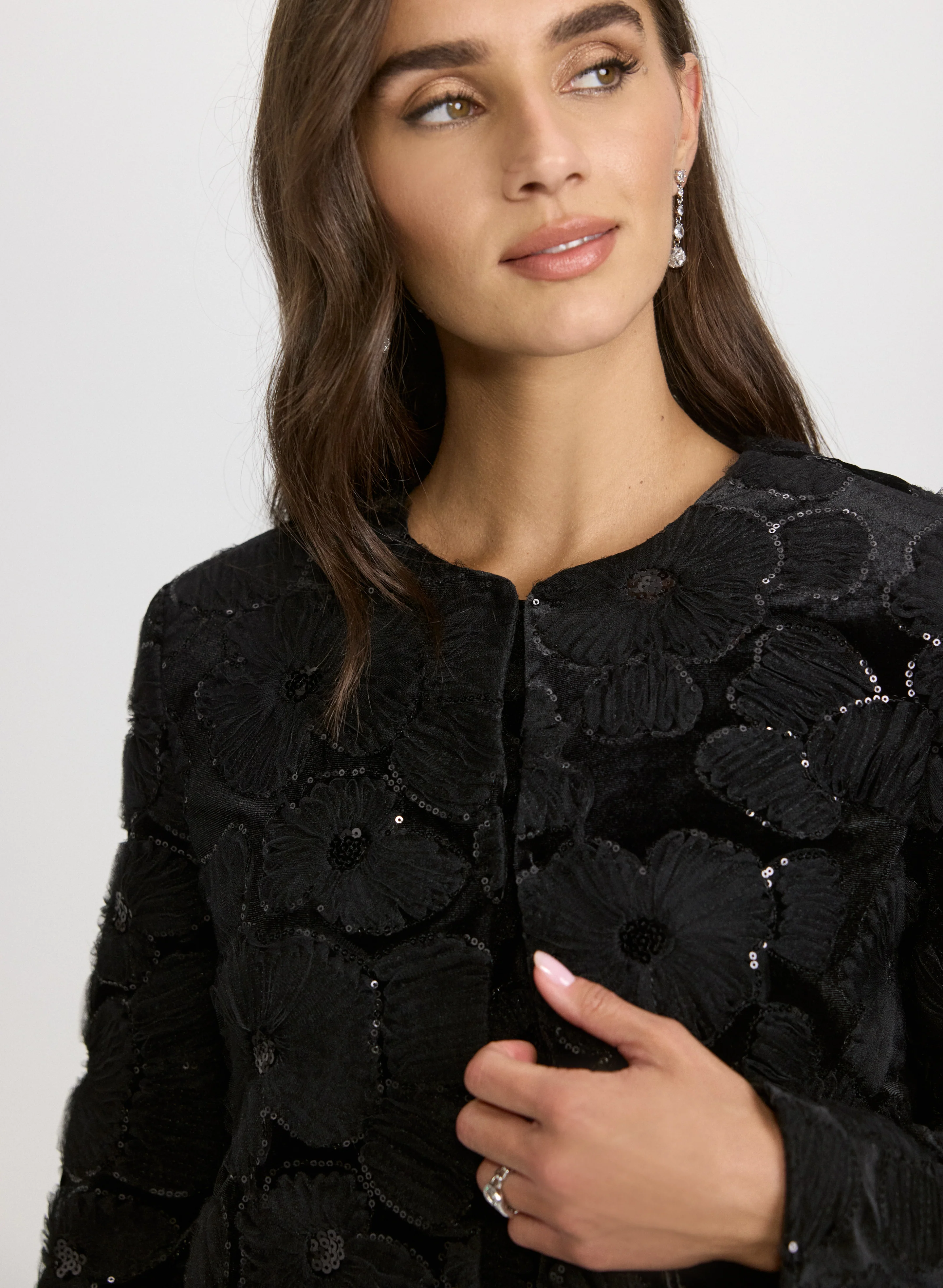 Velour Embroidered Bolero - Image 2