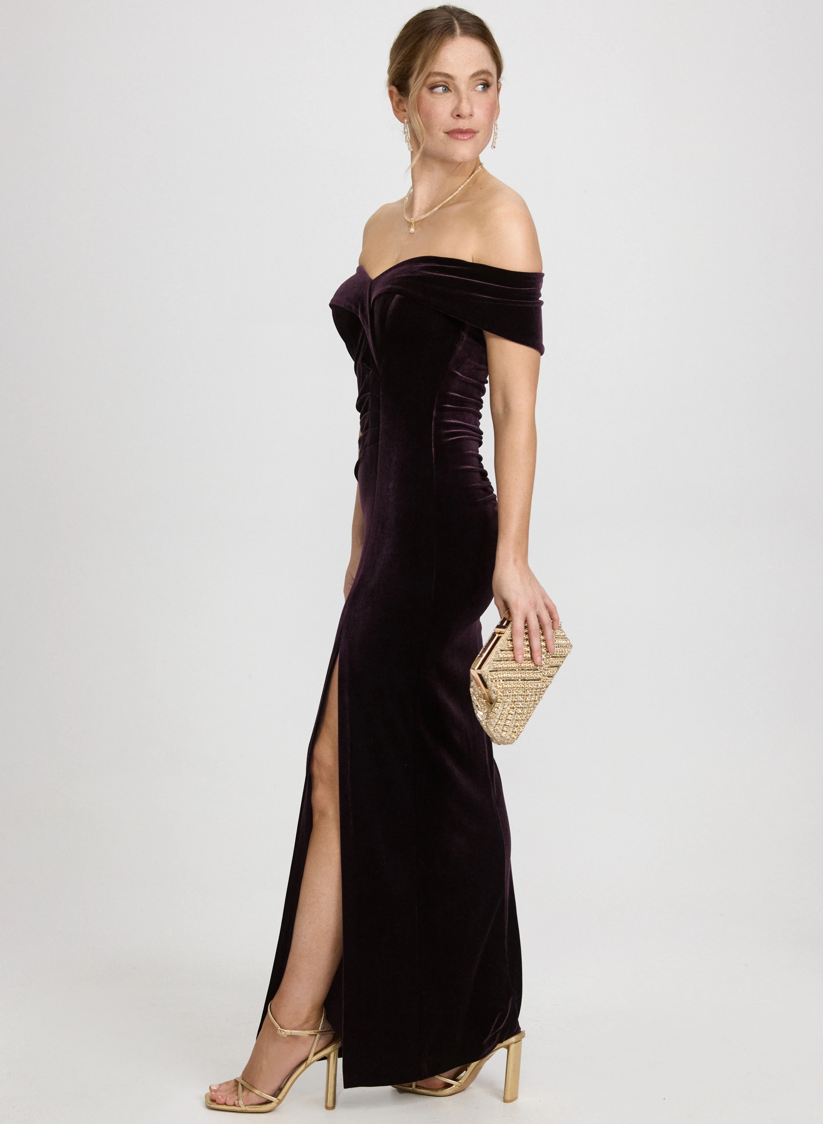Velvet Off-Shoulder Dress - Image 3