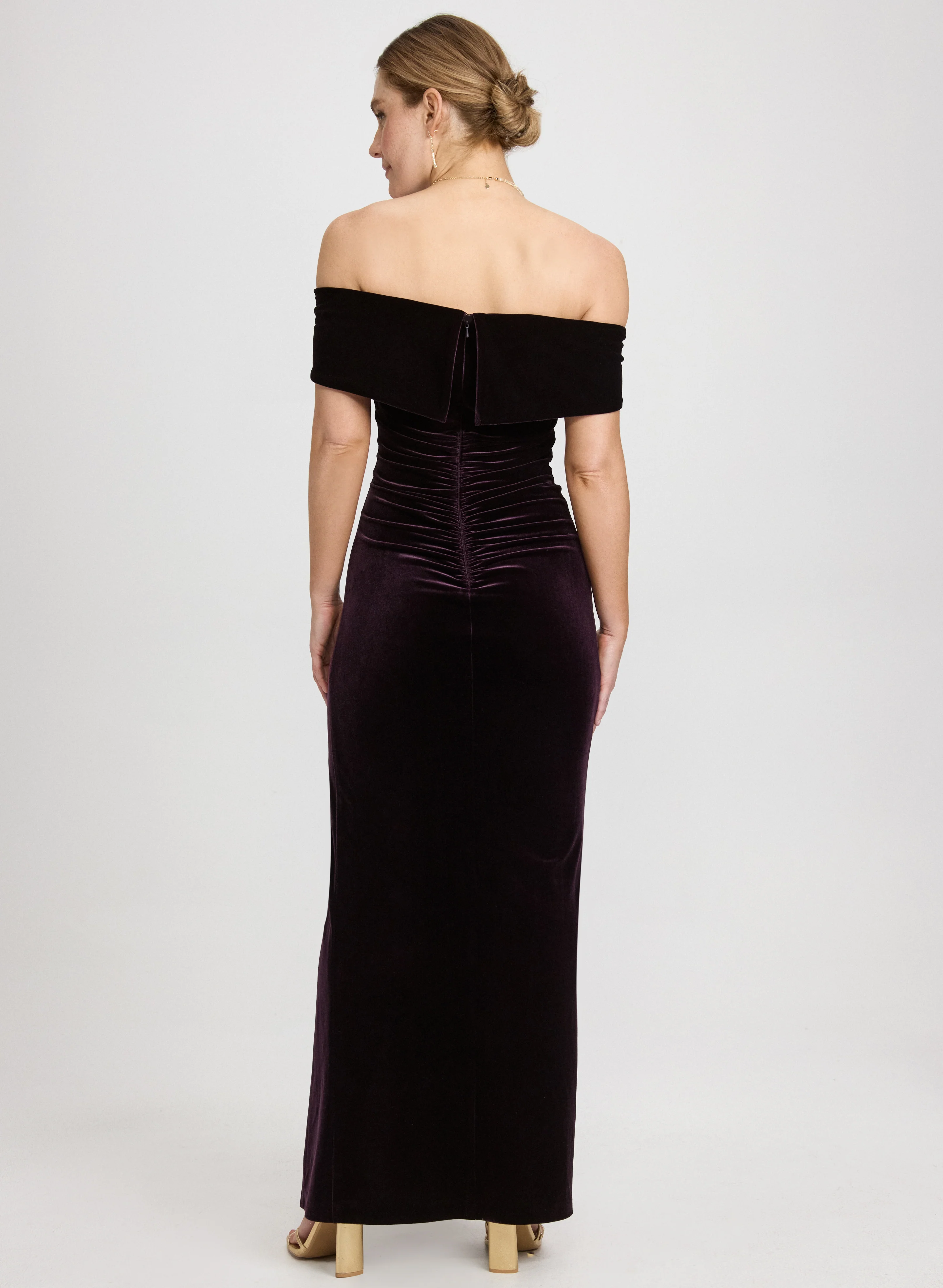Velvet Off-Shoulder Dress - Image 4
