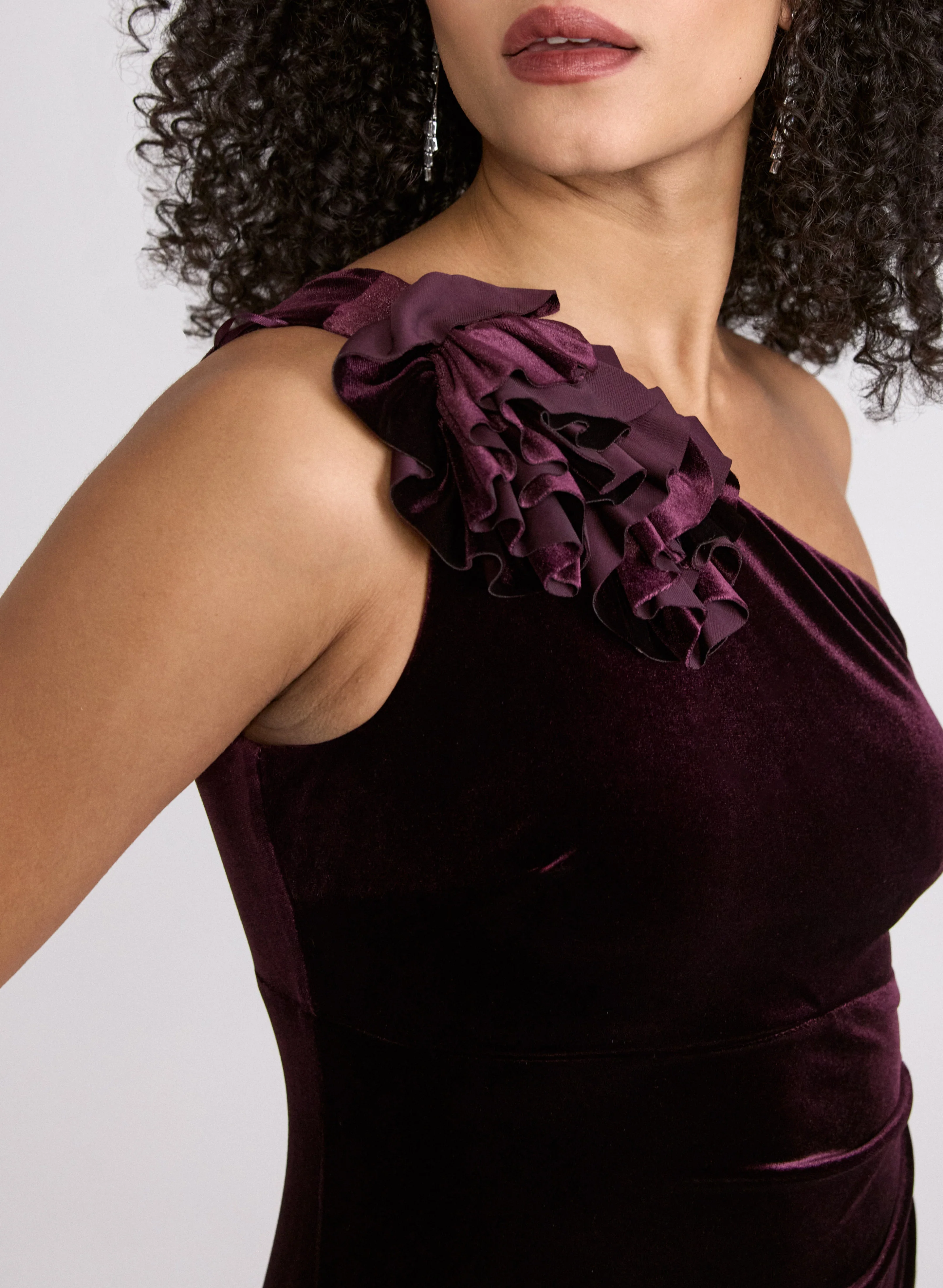Velvet One-Shoulder Dress - Image 2