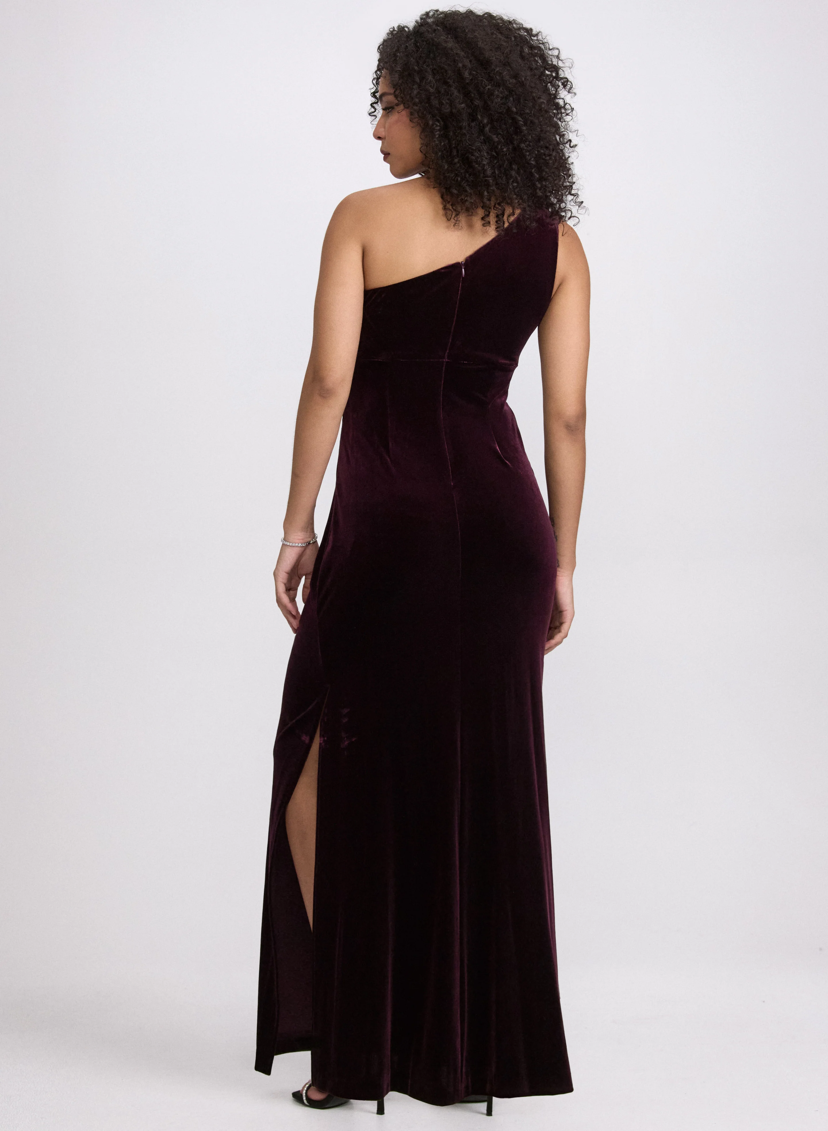 Velvet One-Shoulder Dress - Image 4