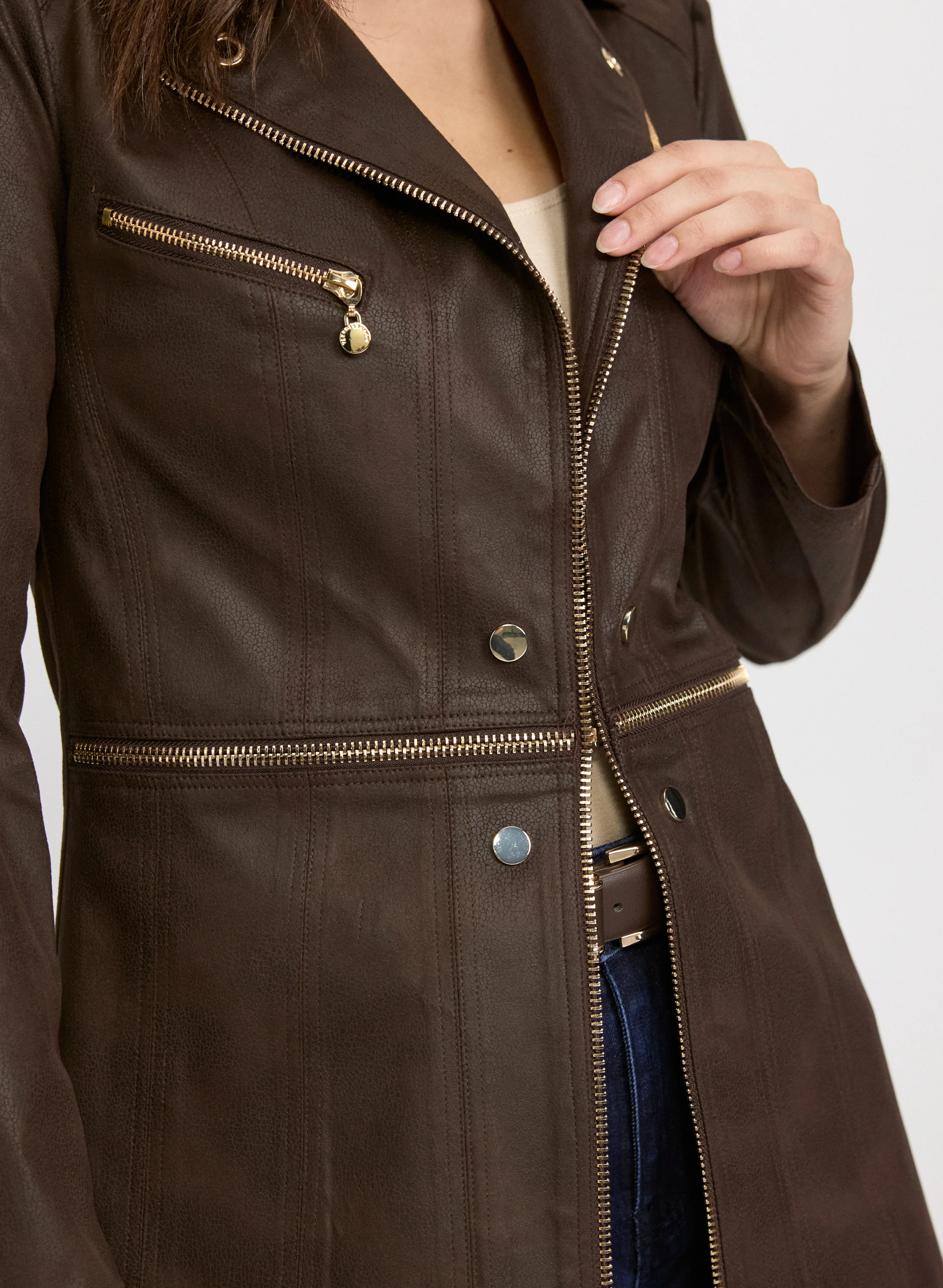 Vex - Long Faux-Suede Jacket - Image 5
