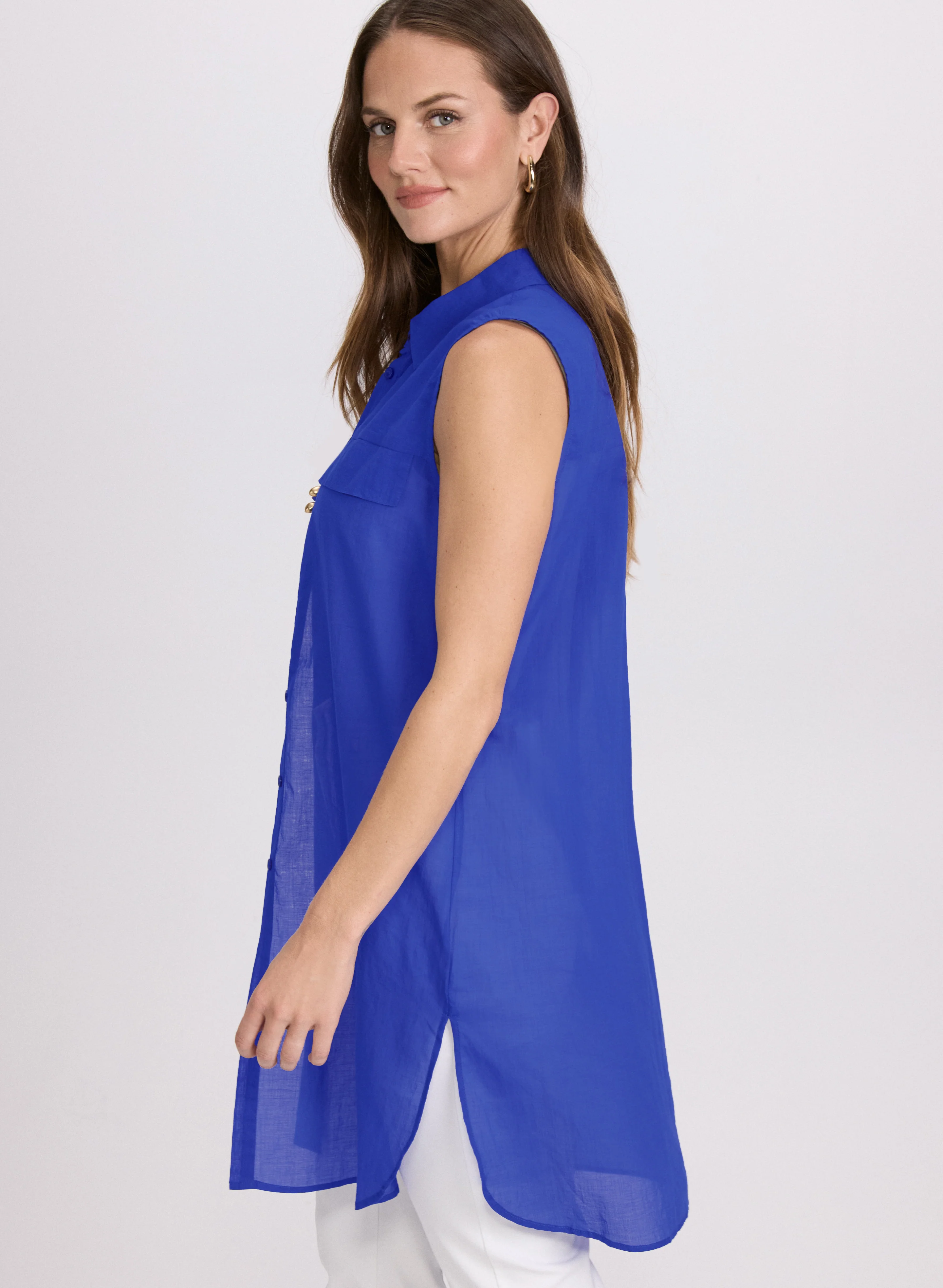 Button-Down Cotton Voile Blouse - Image 2