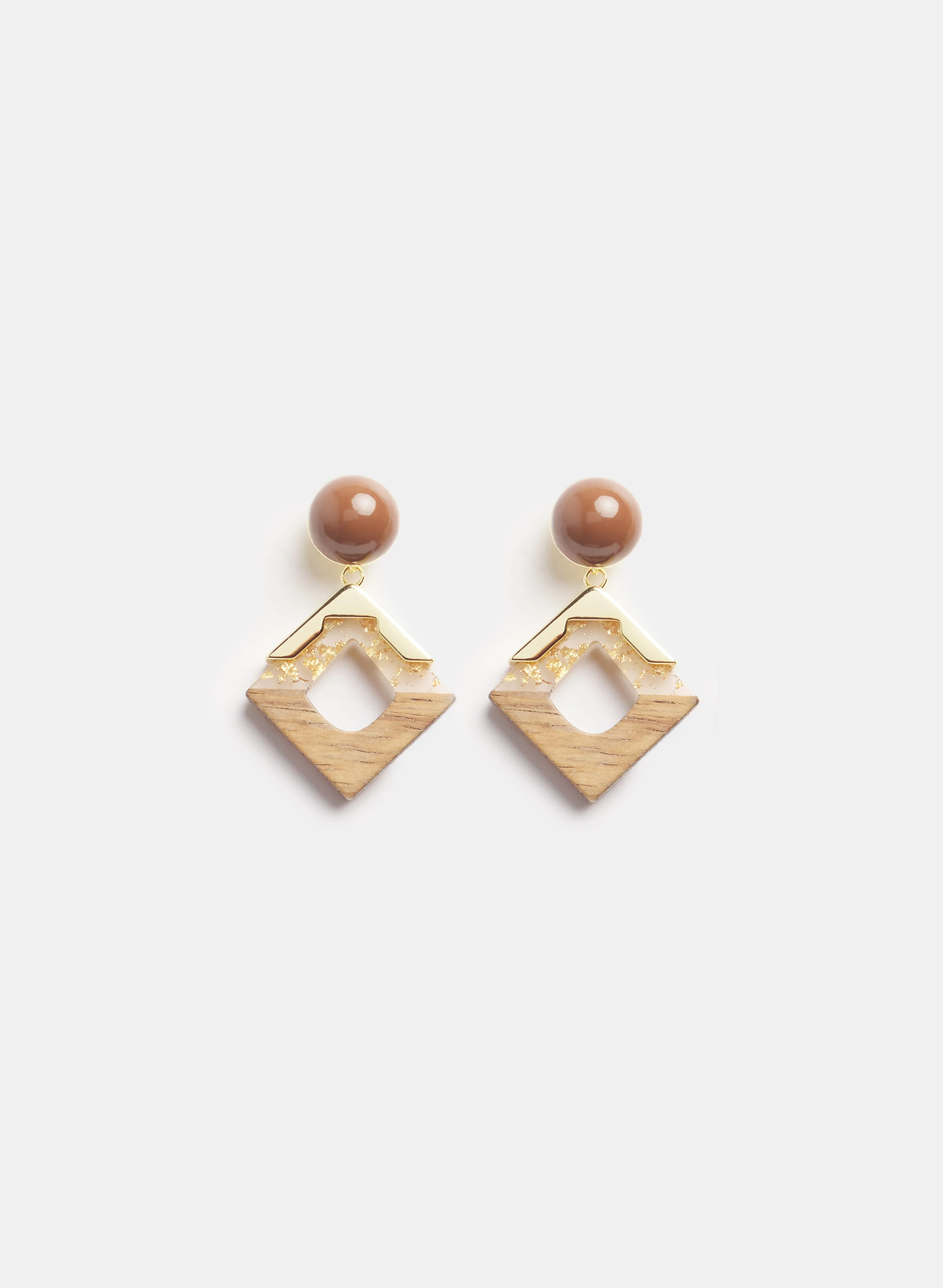 Wood & Resin Square Earrings