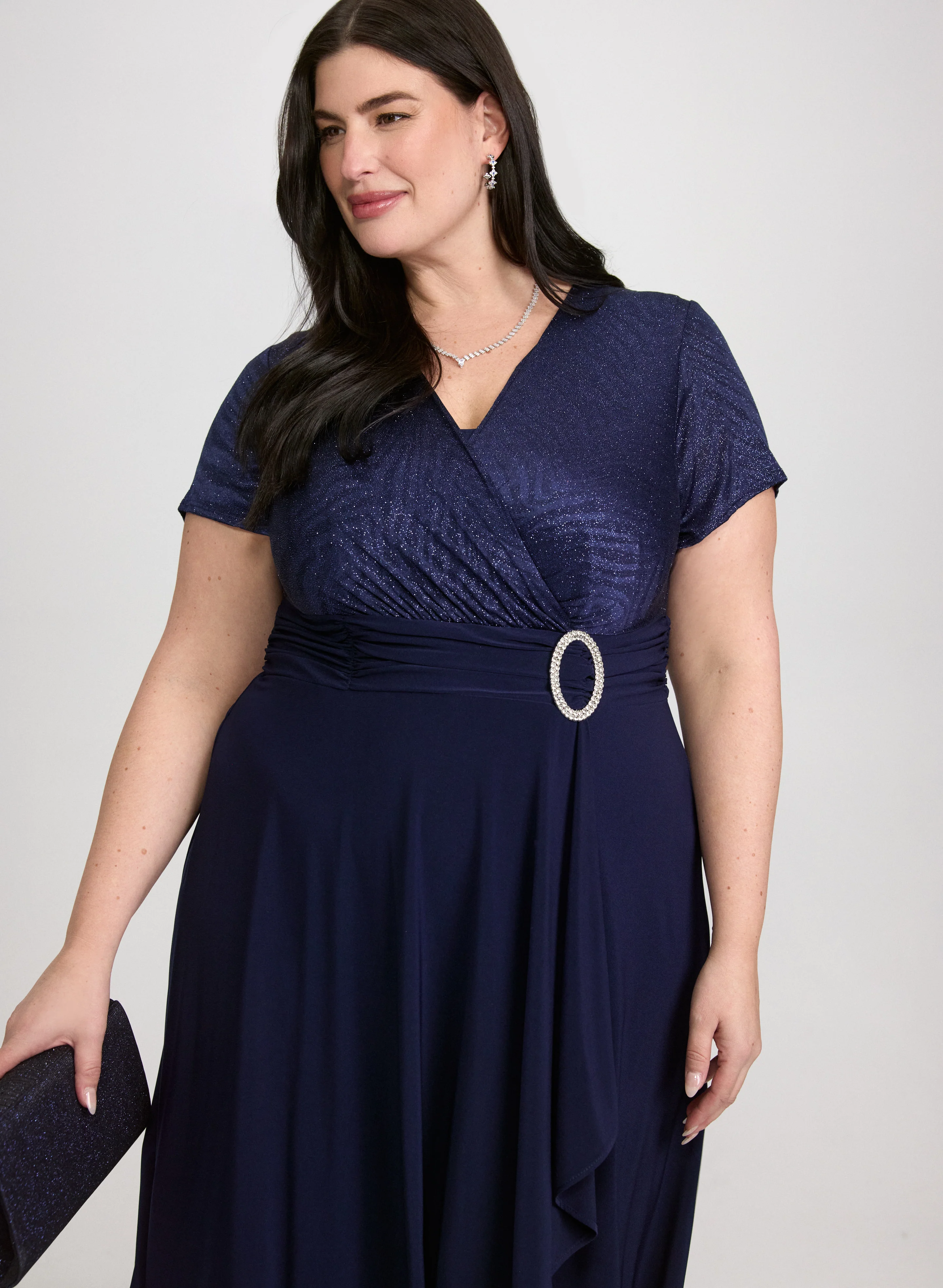 Wrap Brooch Detail Dress - Image 5