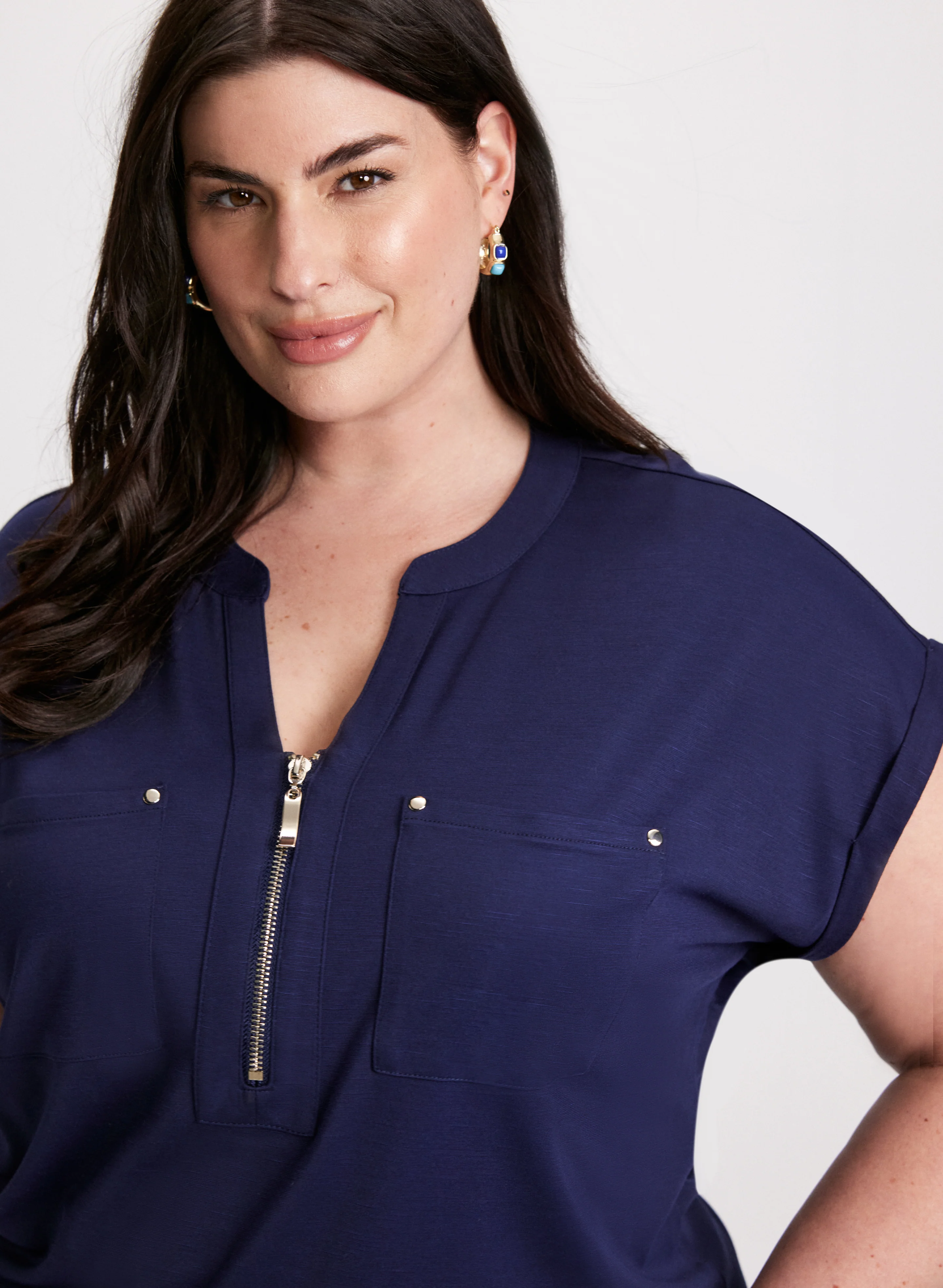 Zipper Neckline T-Shirt - Image 2